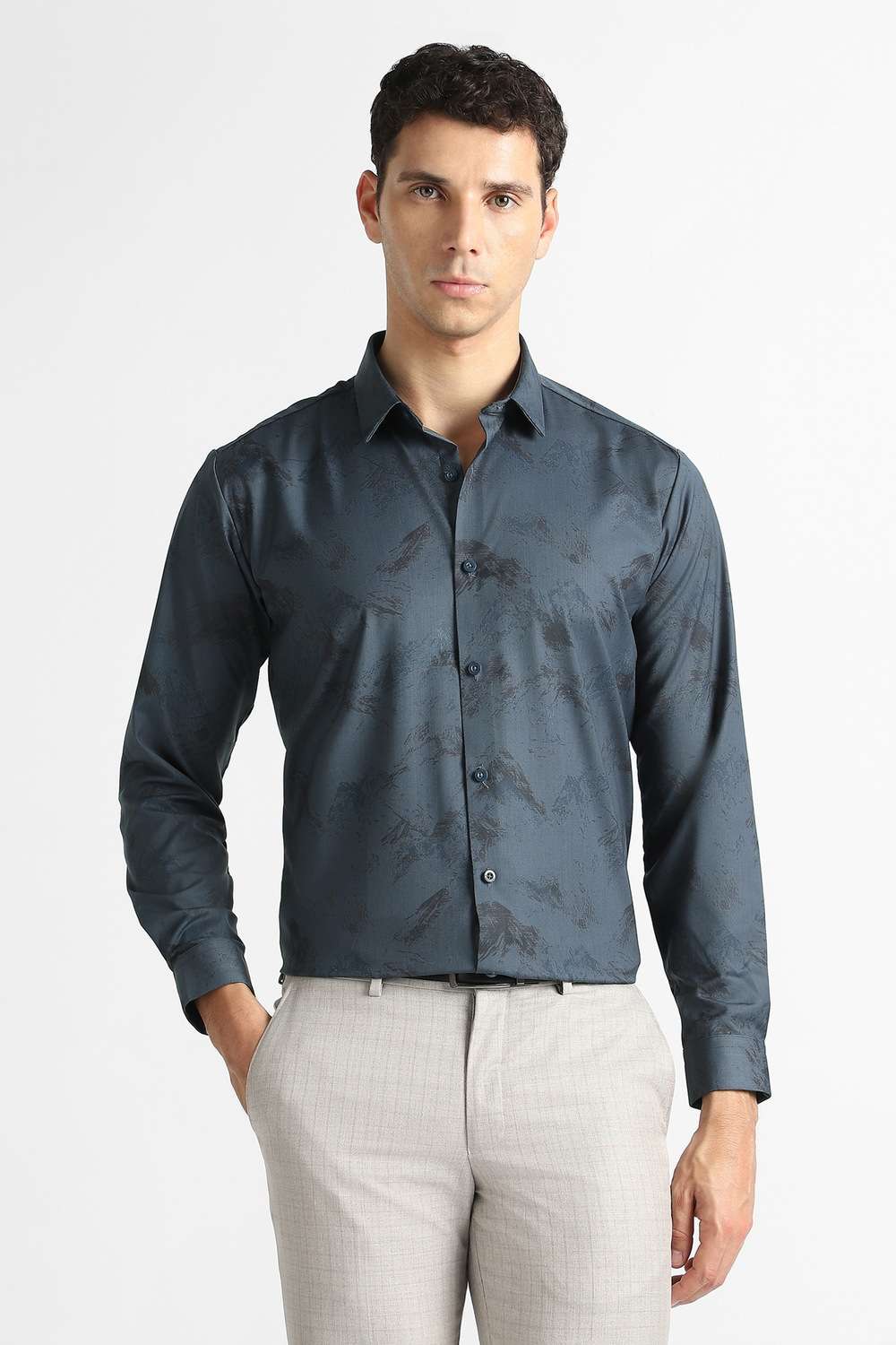 Printed-Blended-Fabric-Slim-Fit-Men-s-Shirt