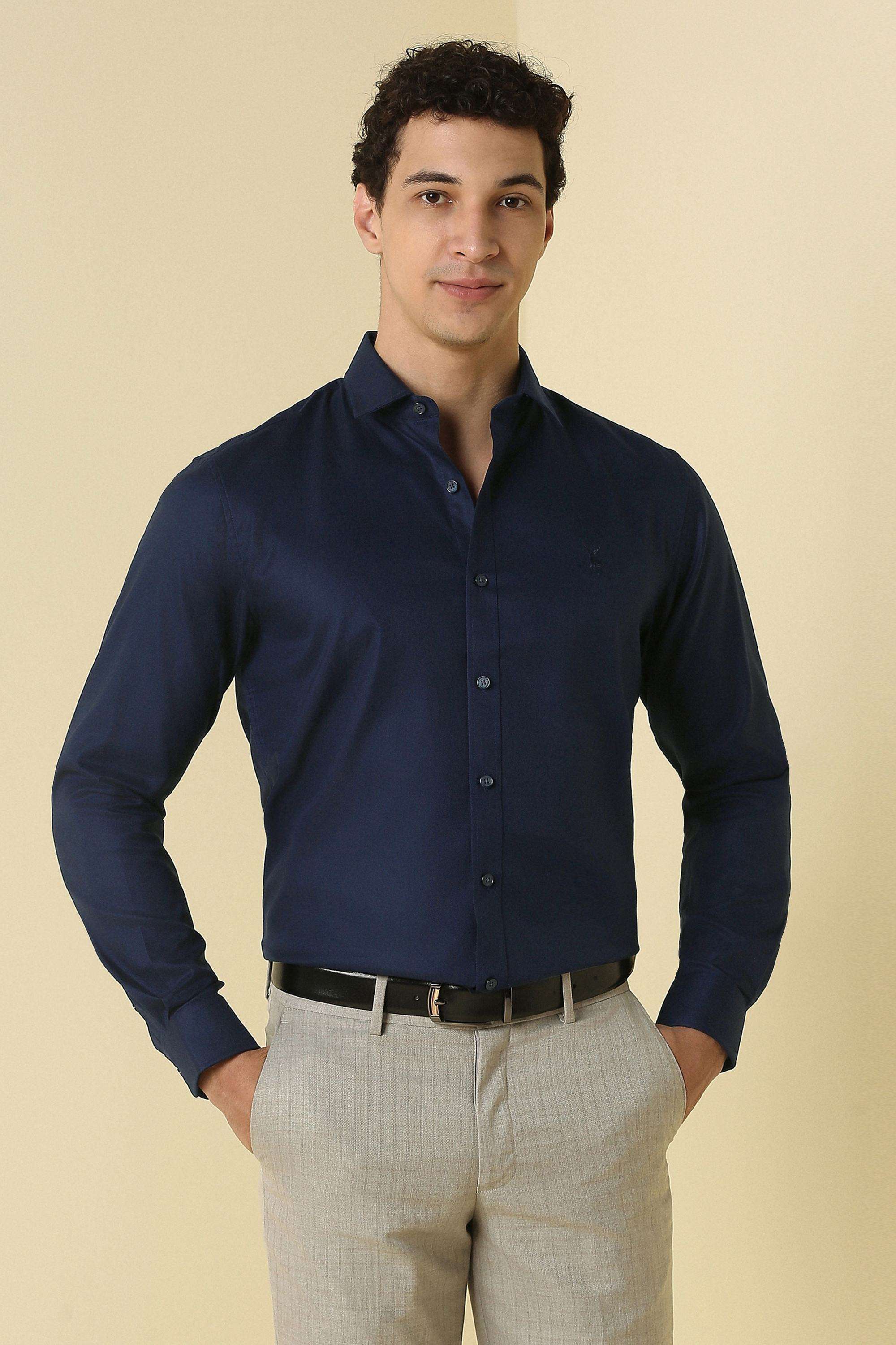 Solid-Cotton-Regular-Fit-Men-s-Shirt