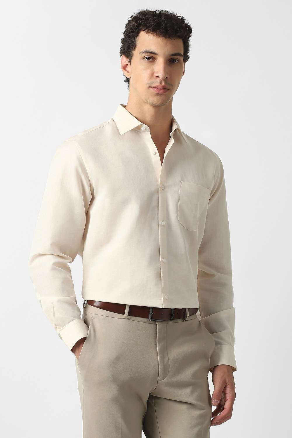 Solid-Cotton-Linen-Blend-Regular-Fit-Men-s-Shirt