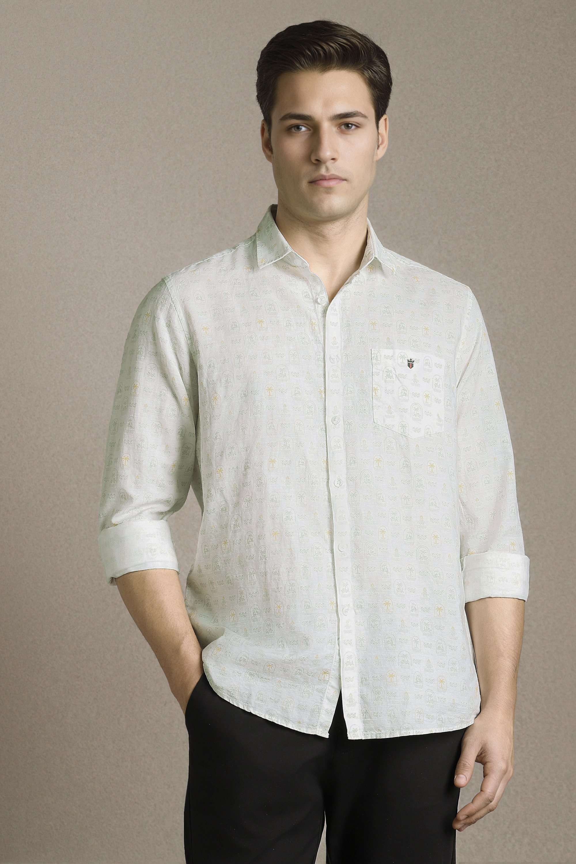 Printed-Blended-Fabric-Slim-Fit-Men-Casual-Wear-Shirt