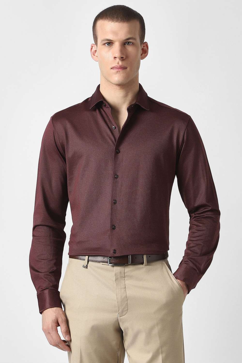 Checks-Blended-Fabric-Slim-Fit-Men-s-Formal-Wear-Shirt