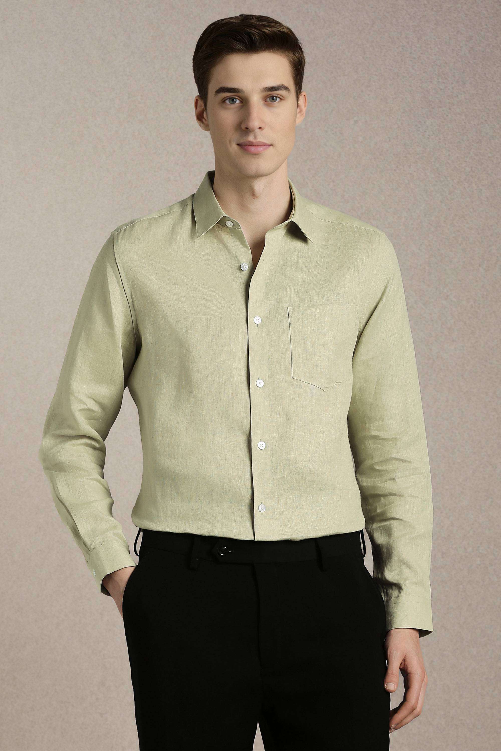 Solid-Linen-Regular-Fit-Men-s-Shirt