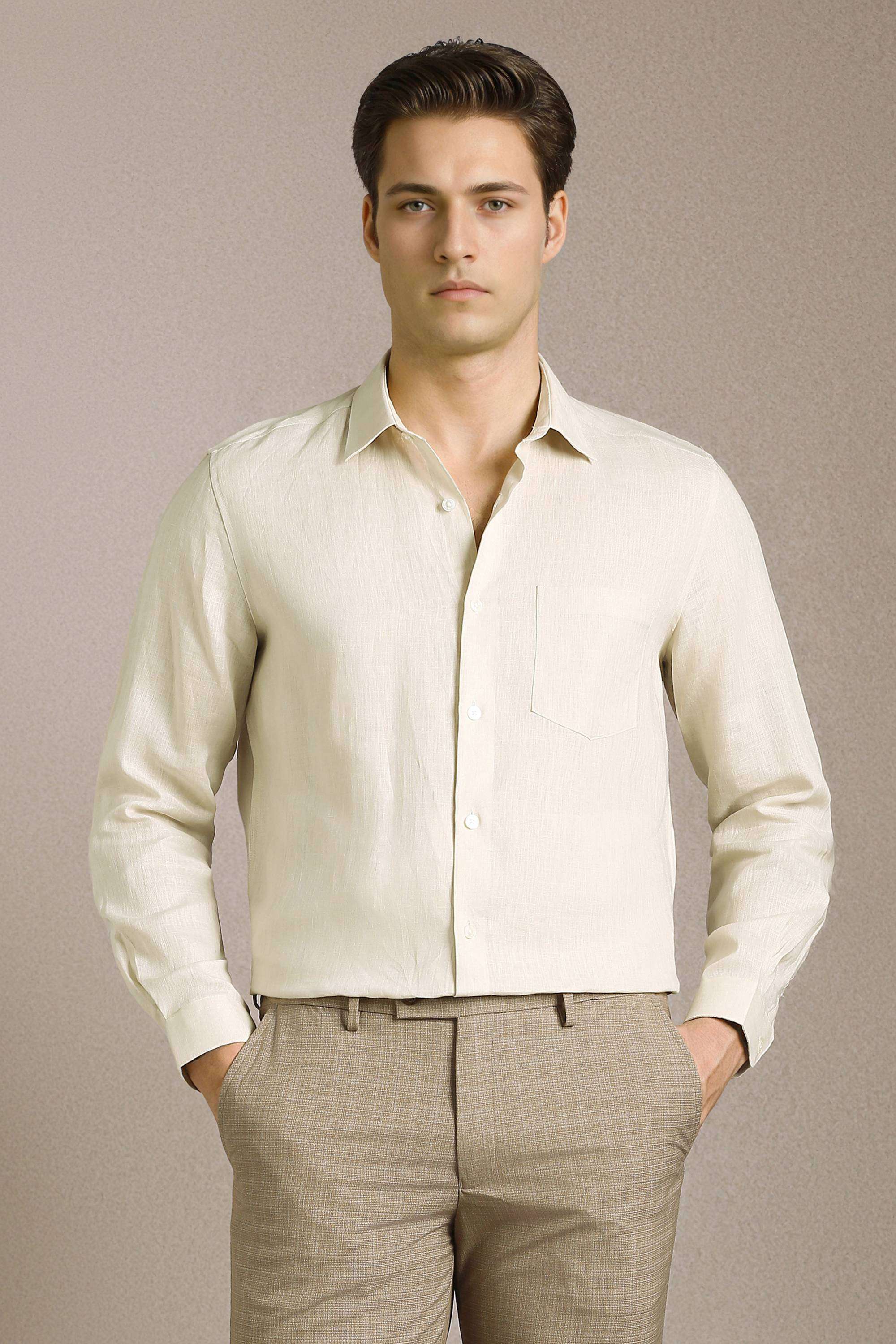 Solid-Linen-Regular-Fit-Men-s-Shirt