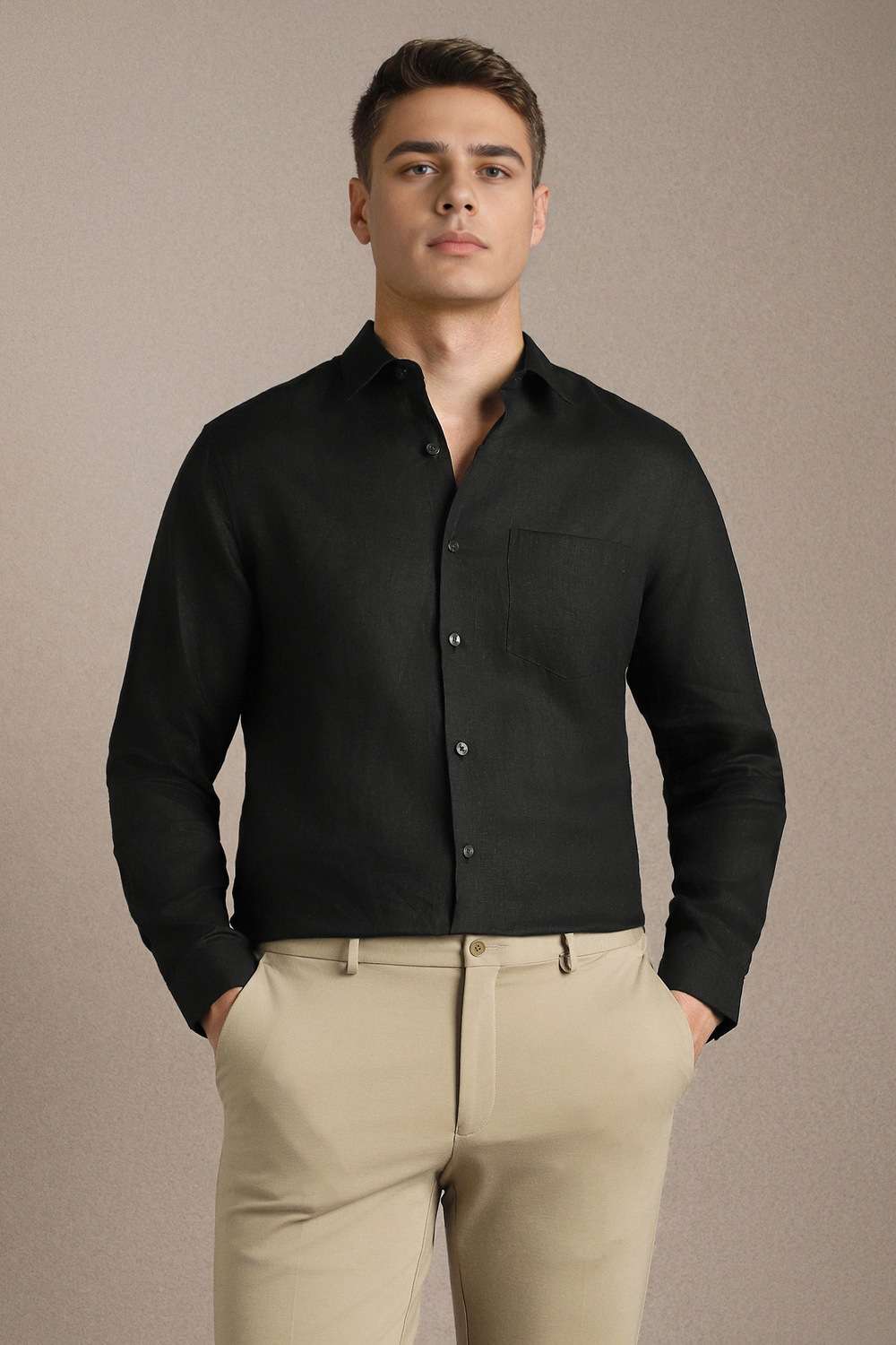 Solid-Linen-Regular-Fit-Men-s-Shirt