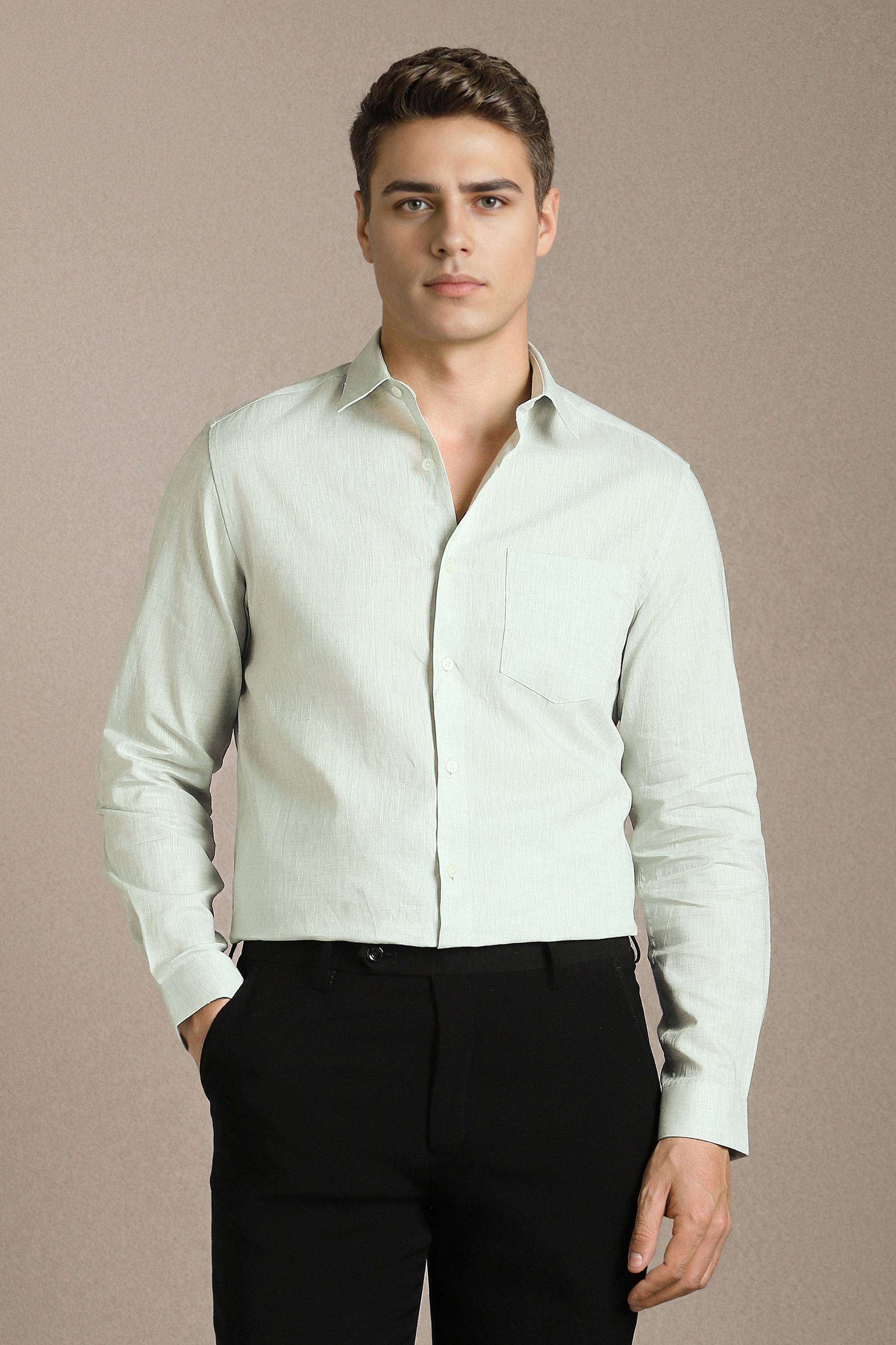 Solid-Cotton-Linen-Blend-Regular-Fit-Men-s-Shirt