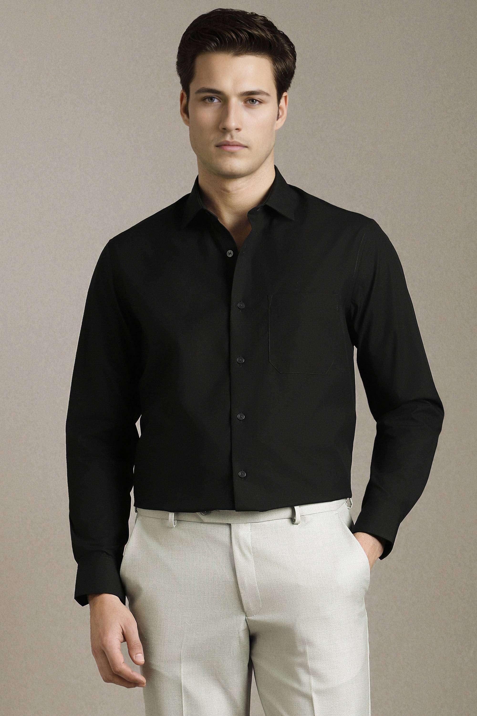 Solid-Cotton-Regular-Fit-Men-s-Shirt