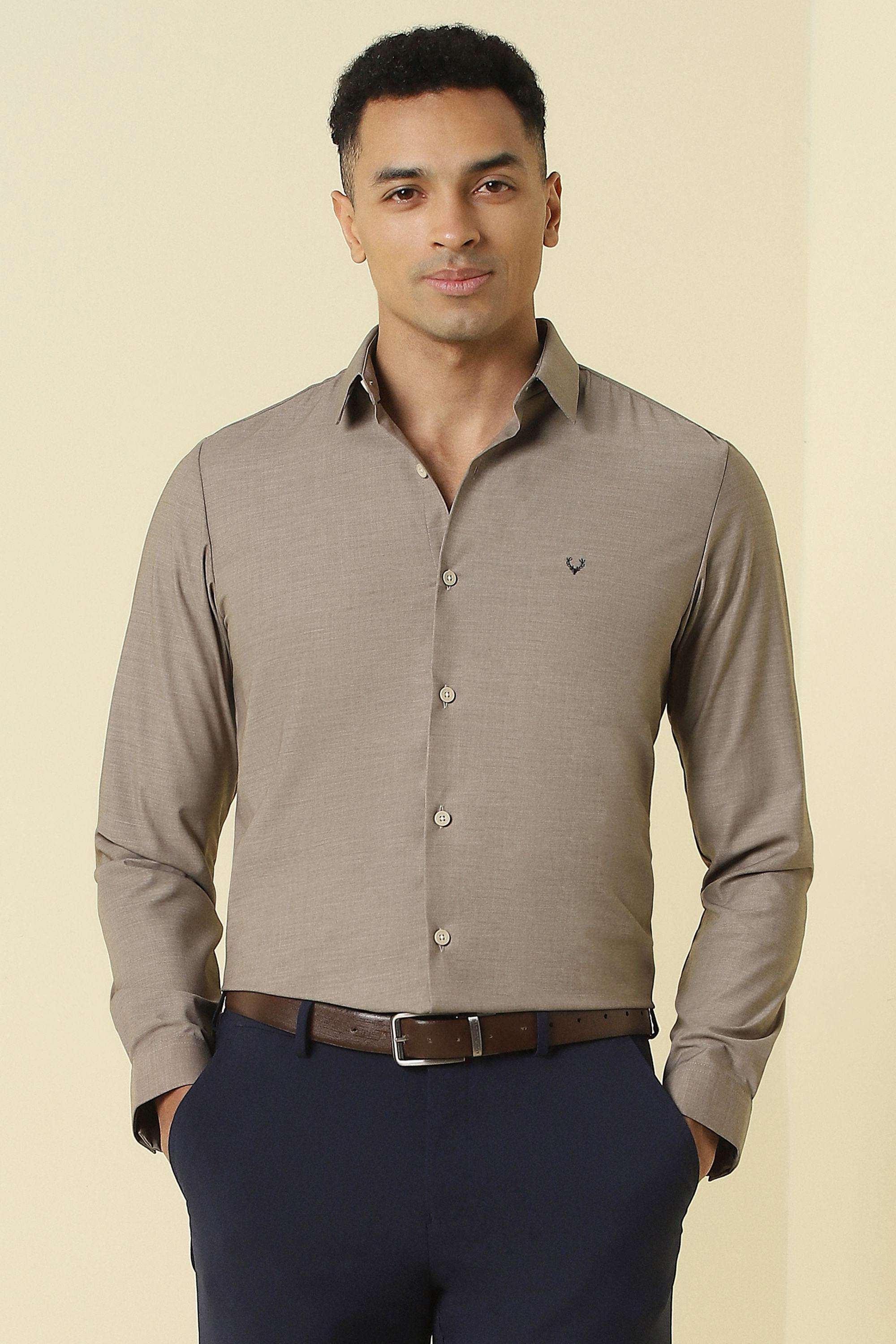 Solid-Polyester-Blend-Regular-Fit-Men-s-Shirt