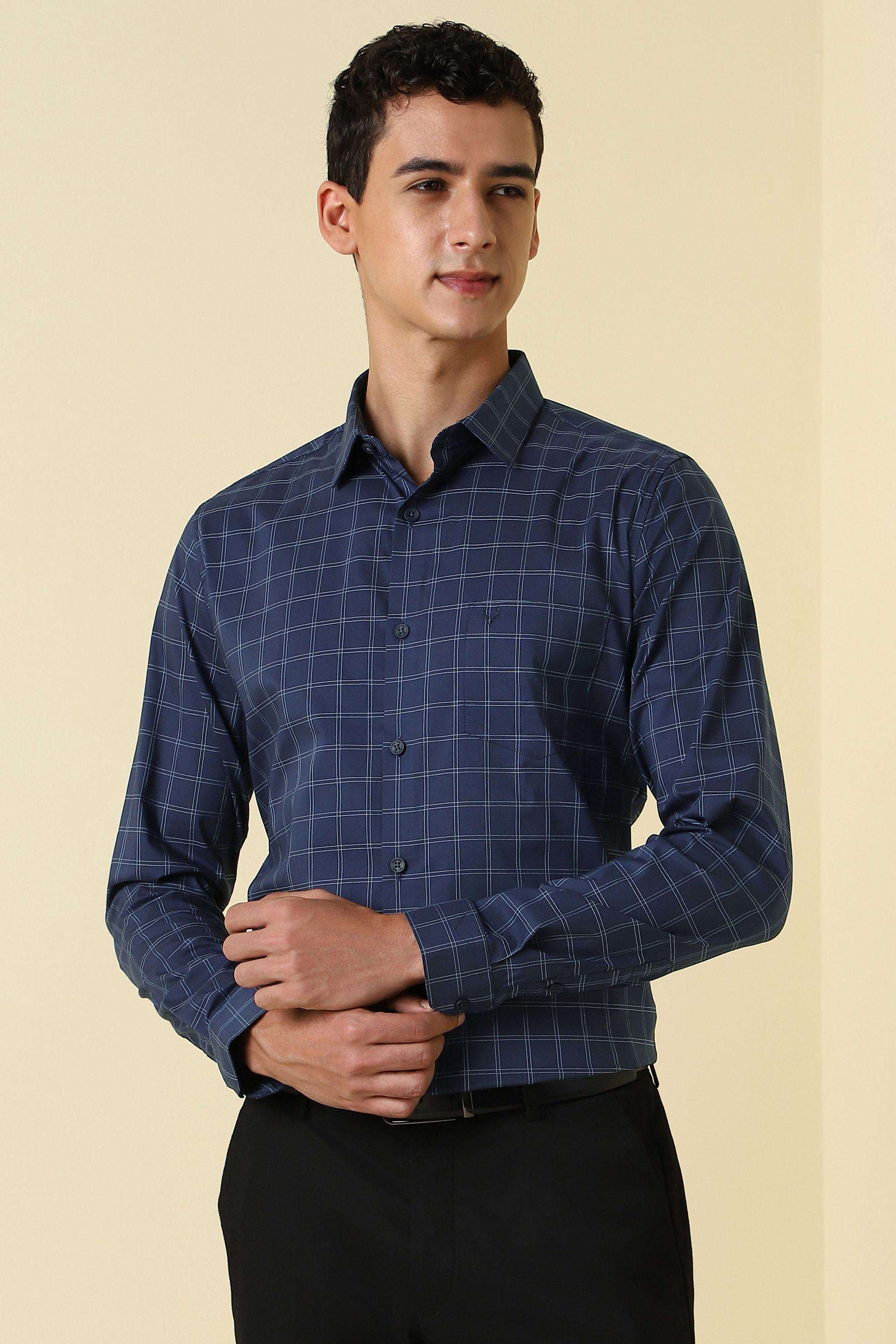 Checks-Polyester-Cotton-Regular-Fit-Men-s-Shirt