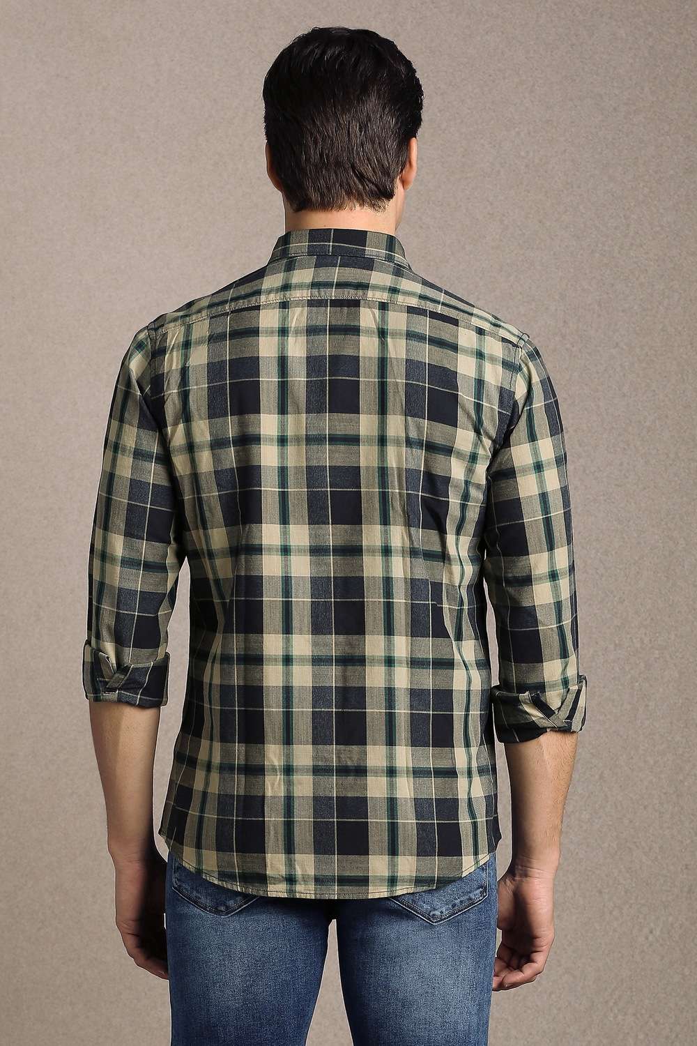 Checks-Polyester-Cotton-Slim-Fit-Men-s-Shirt