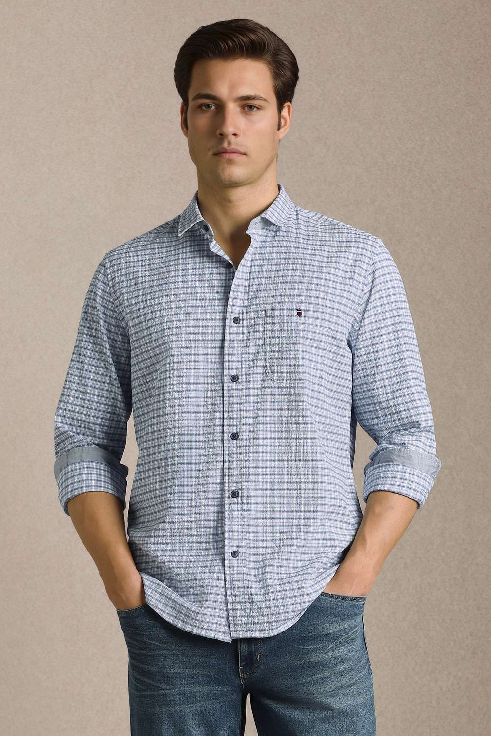 Checks-Cotton-Blend-Slim-Fit-Men-s-Shirt