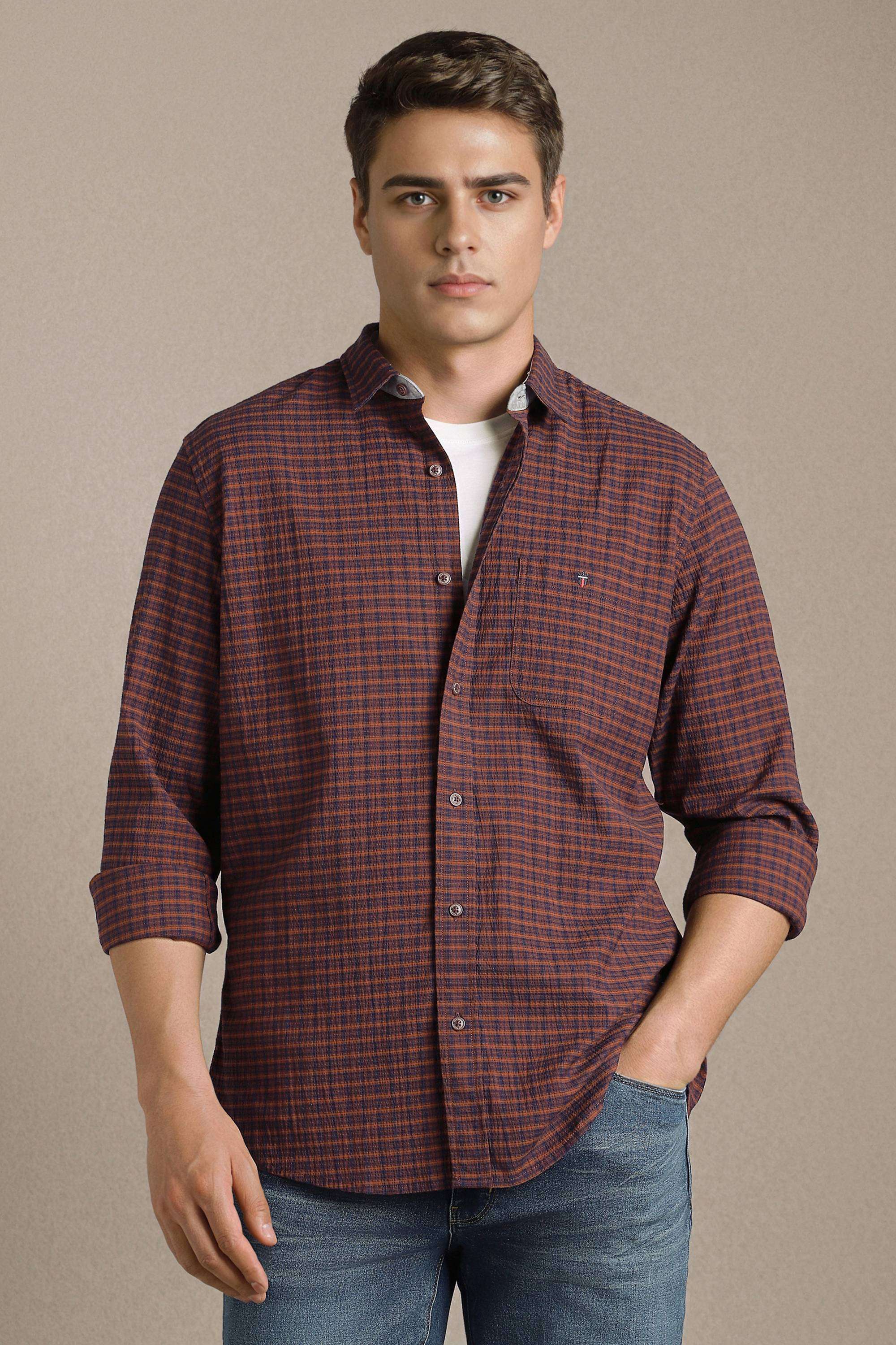 Checks-Cotton-Blend-Slim-Fit-Men-s-Shirt