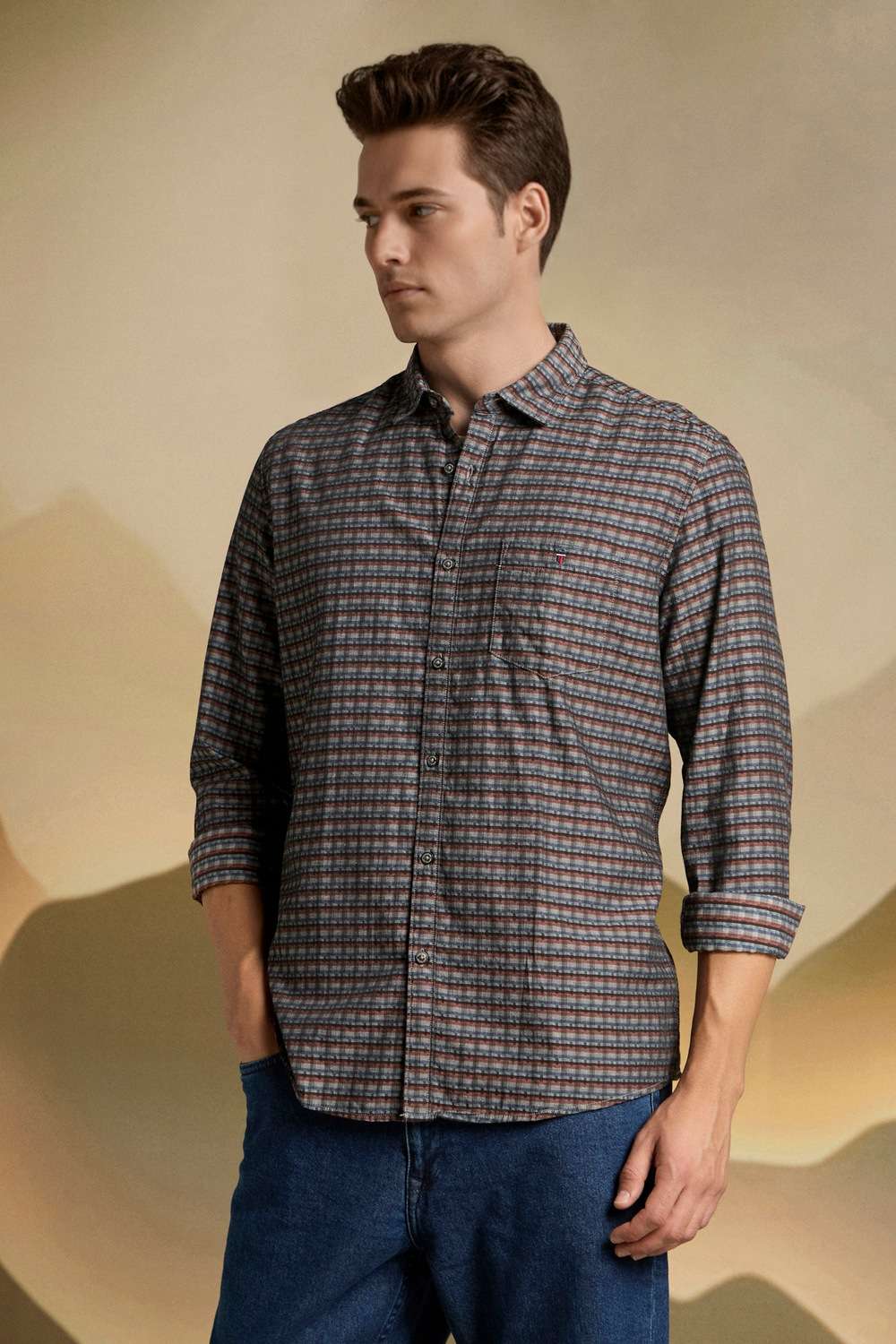 Checks-Cotton-Blend-Slim-Fit-Men-s-Shirt