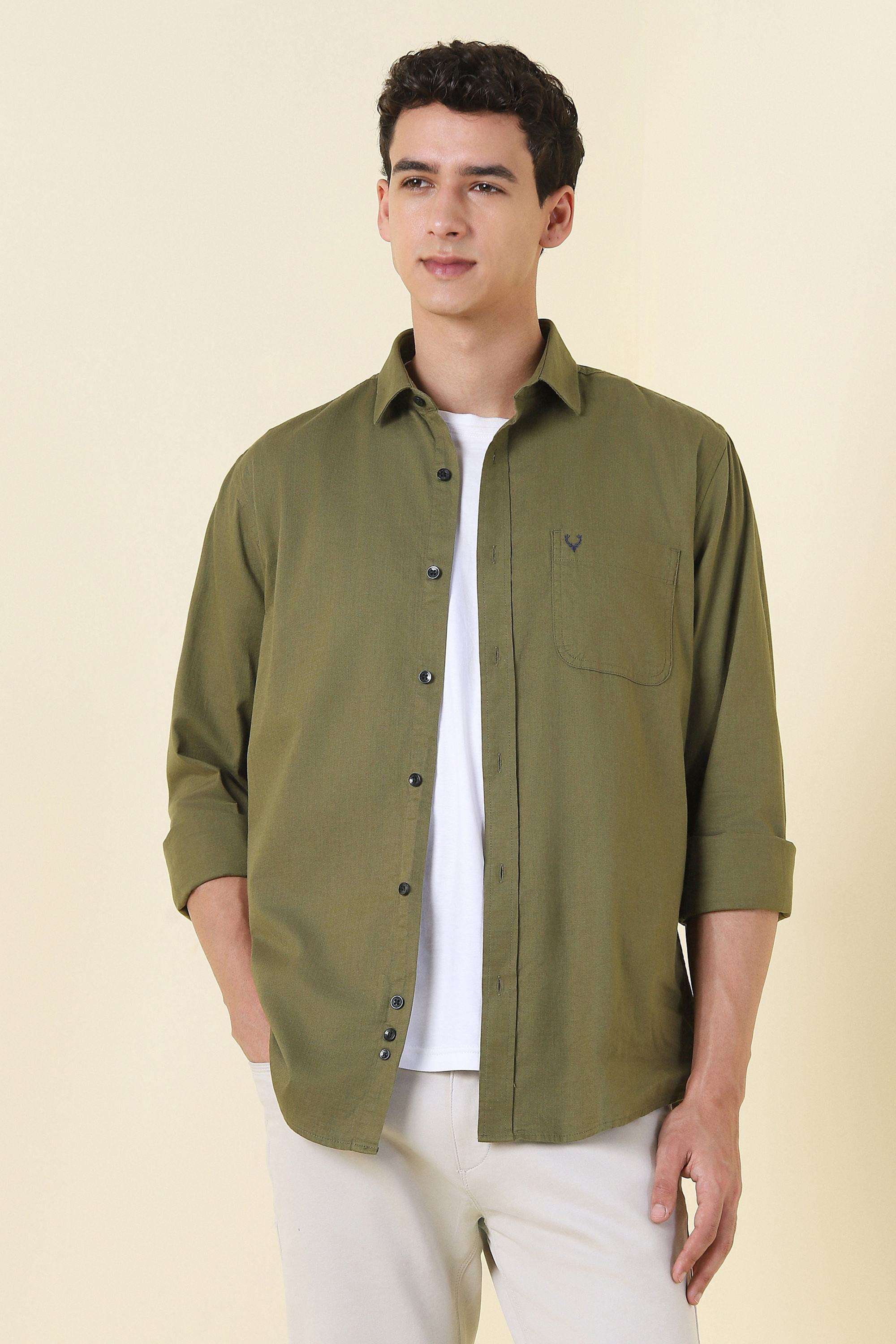 Solid-Cotton-Slim-Fit-Men-s-Casual-Shirt