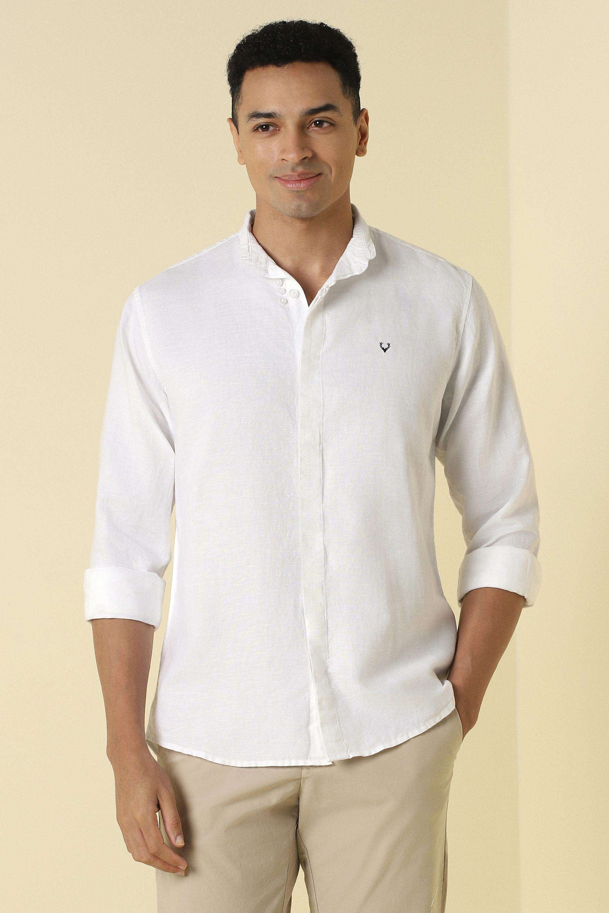 Solid-Linen-Blend-Slim-Fit-Men-s-Casual-Shirt