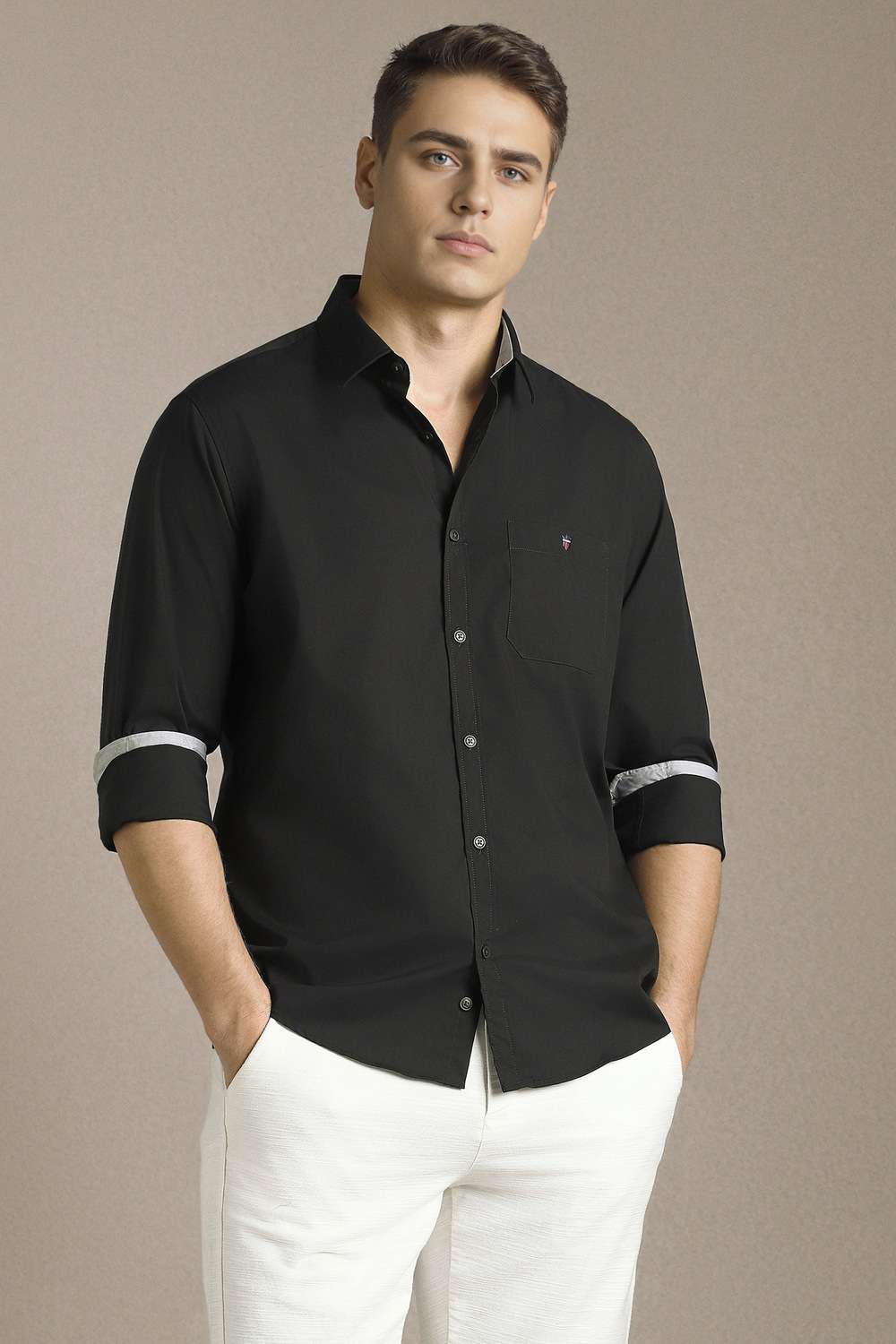 Solid-Cotton-Blend-Slim-Fit-Men-s-Shirt