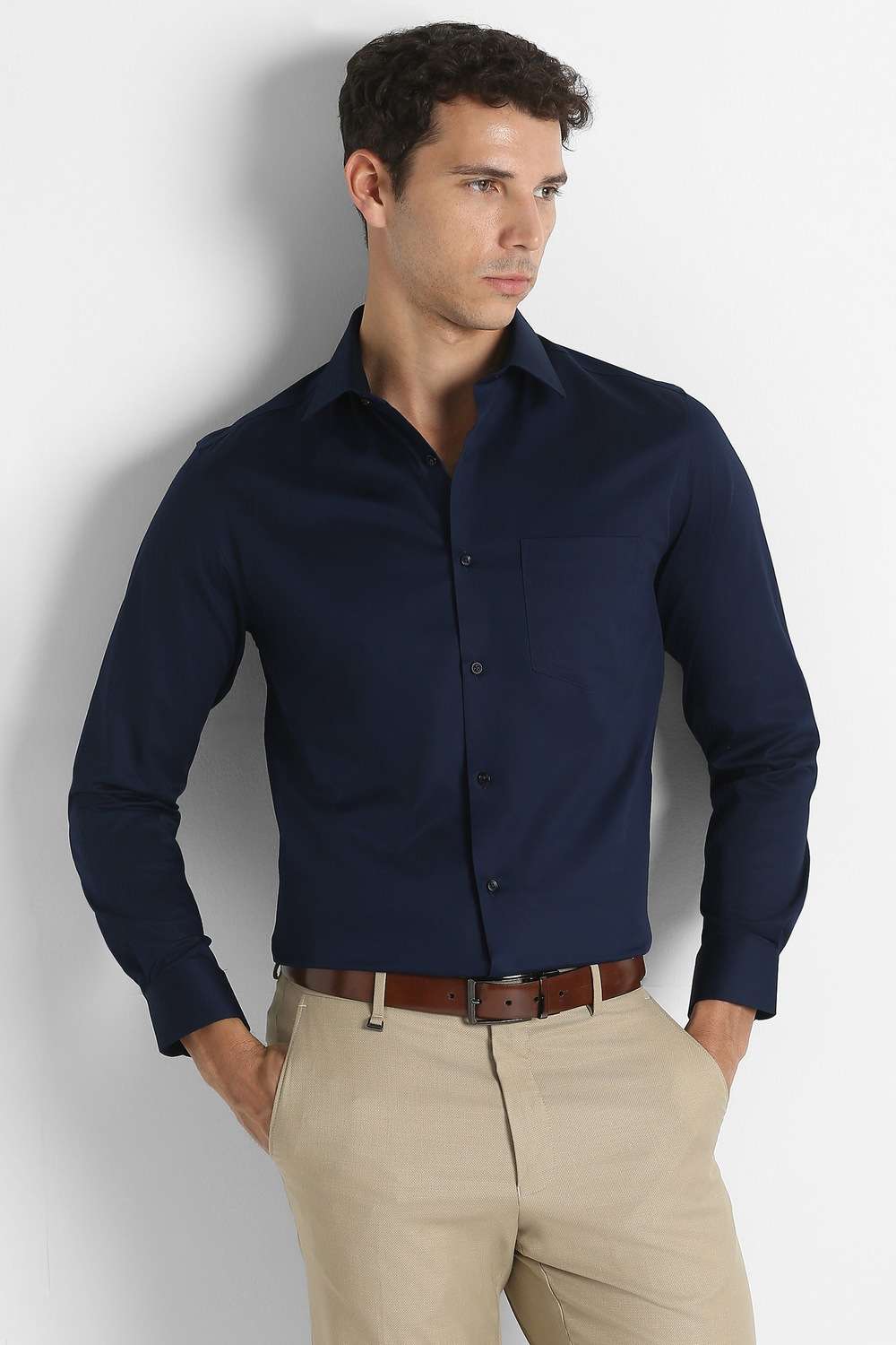 Solid-Cotton-Blend-Slim-Fit-Men-s-Shirt