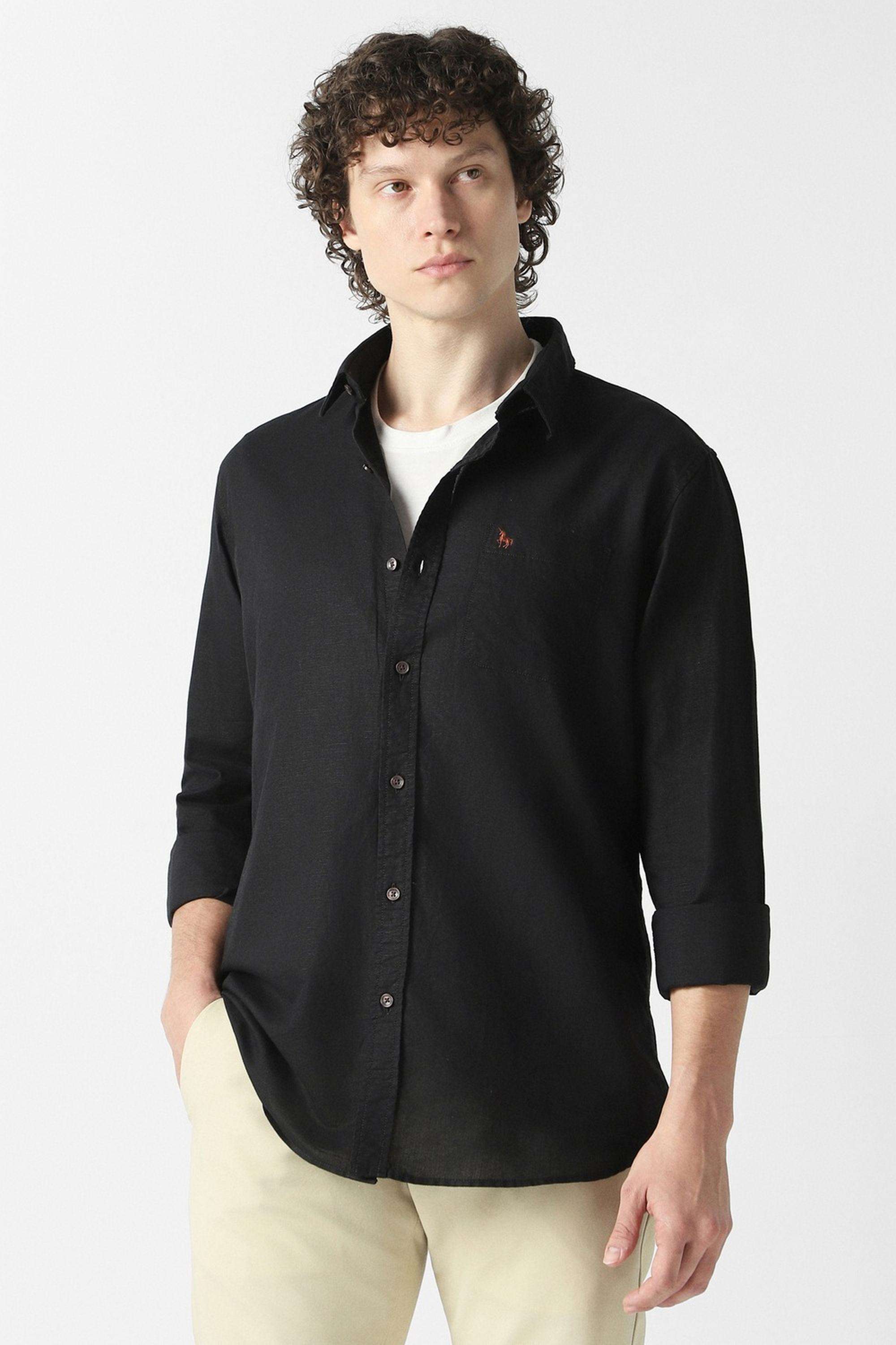 Solid-Blended-Fabric-Slim-Fit-Men-s-Casual-Wear-Shirt
