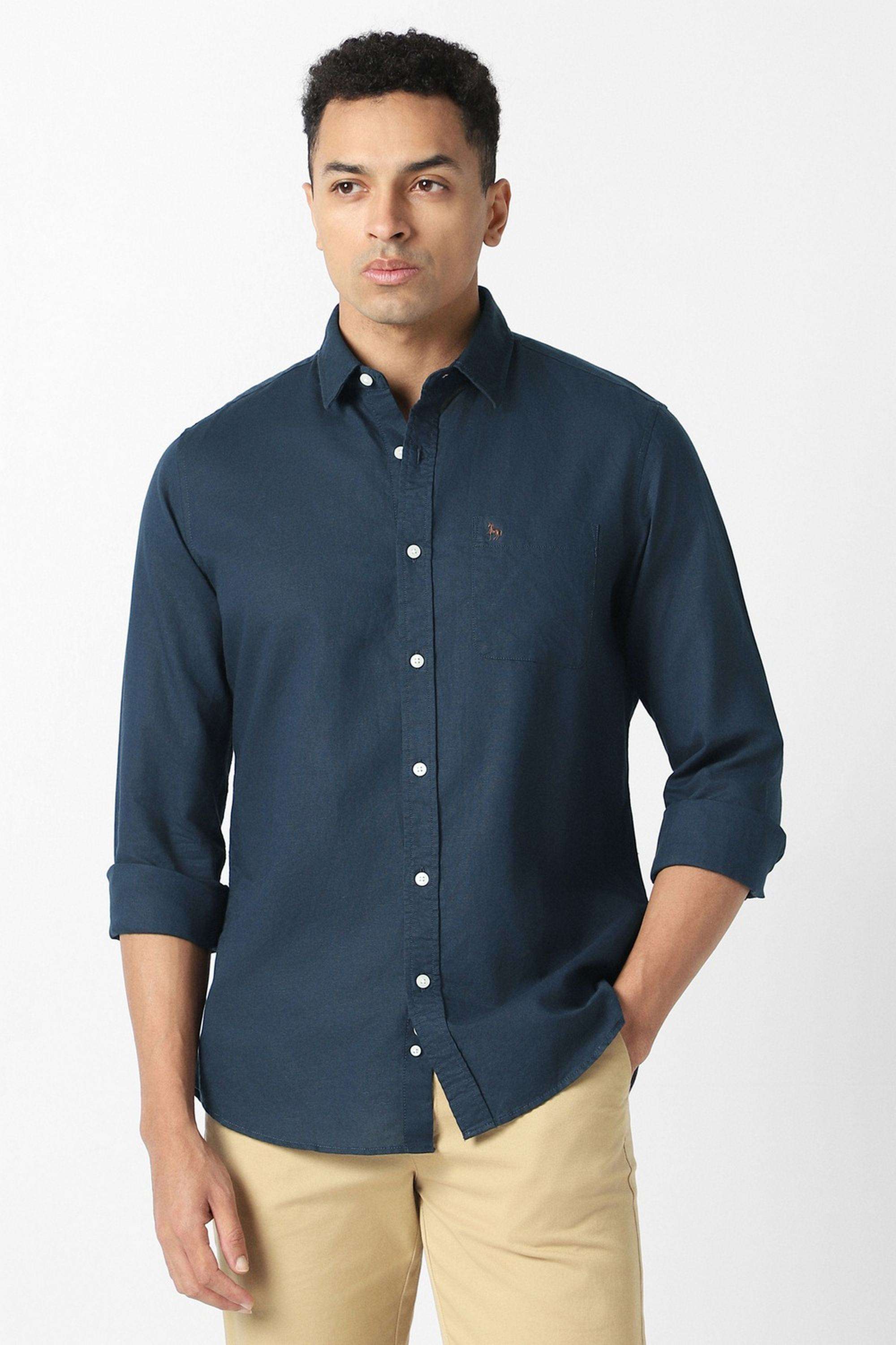 Solid-Blended-Fabric-Slim-Fit-Men-s-Casual-Wear-Shirt