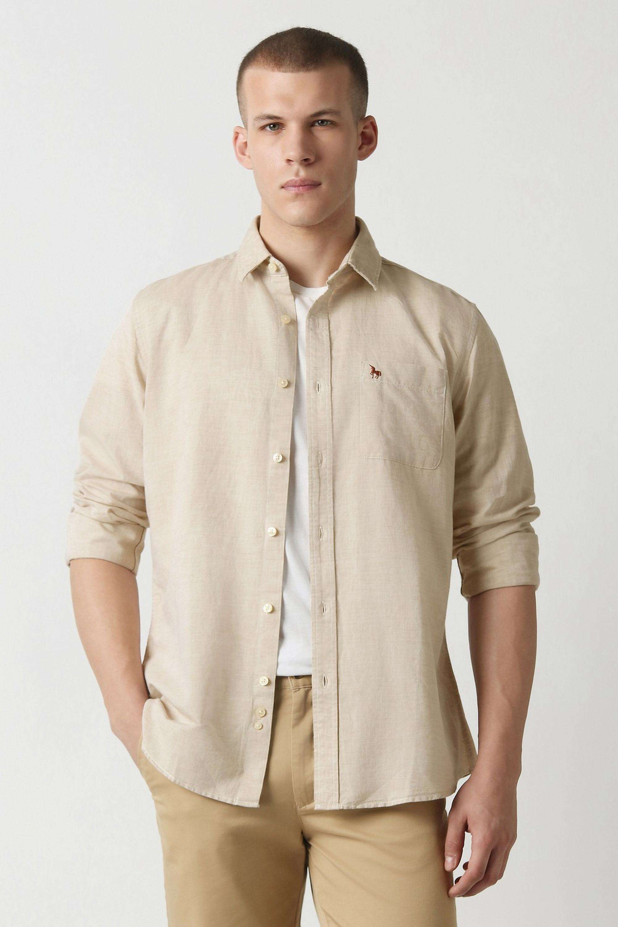 Solid-Blended-Fabric-Slim-Fit-Men-s-Casual-Wear-Shirt
