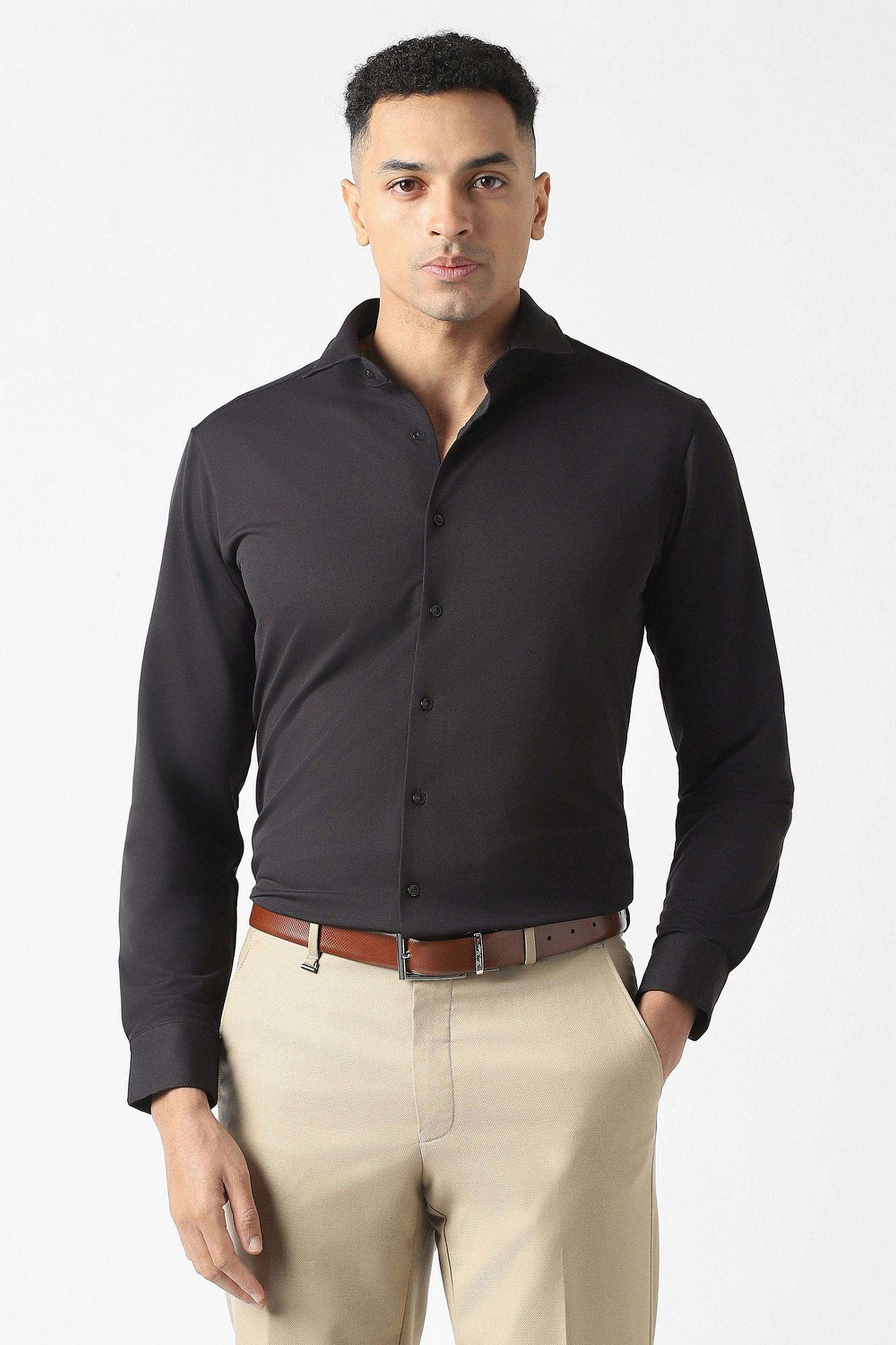 Textured-Polyester-Slim-Fit-Men-s-Formal-Wear-Shirt
