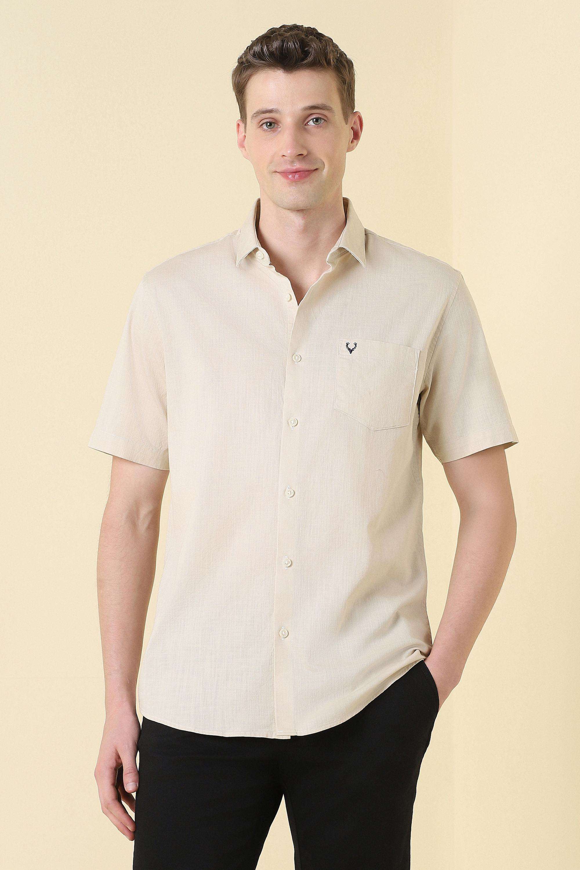 Solid-Cotton-Regular-Fit-Men-s-Shirt