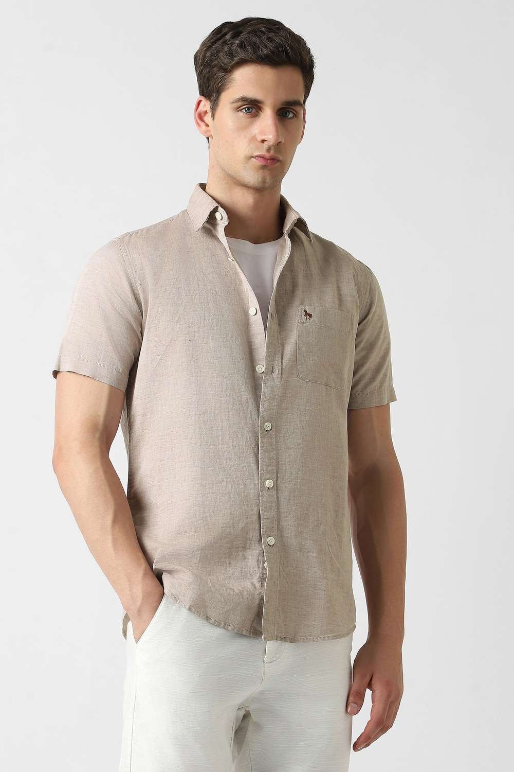 Solid-Blended-Fabric-Slim-Fit-Men-s-Shirt
