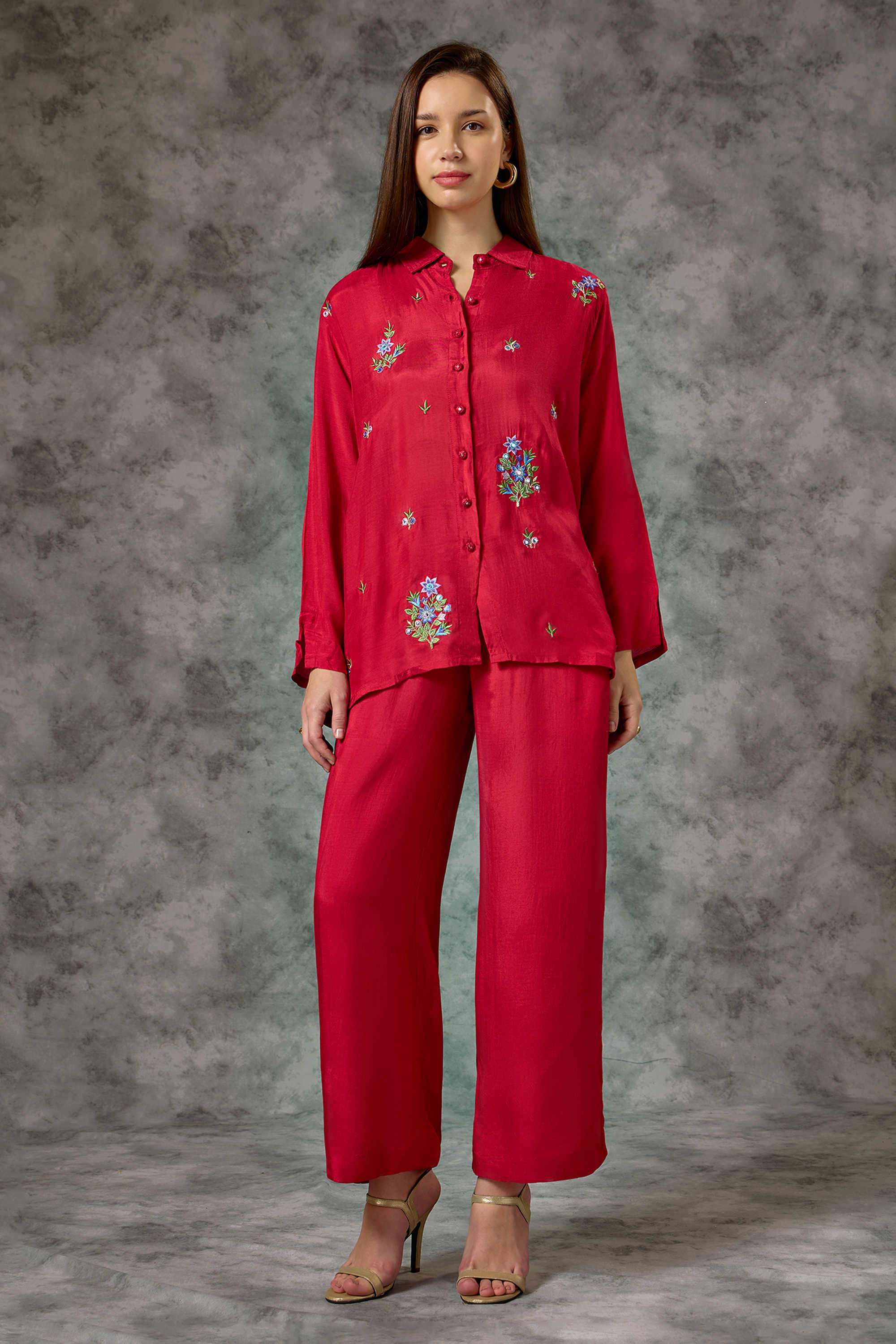 silver lime Solid Viscose Woven Women's Co-Ord Set-picture-35