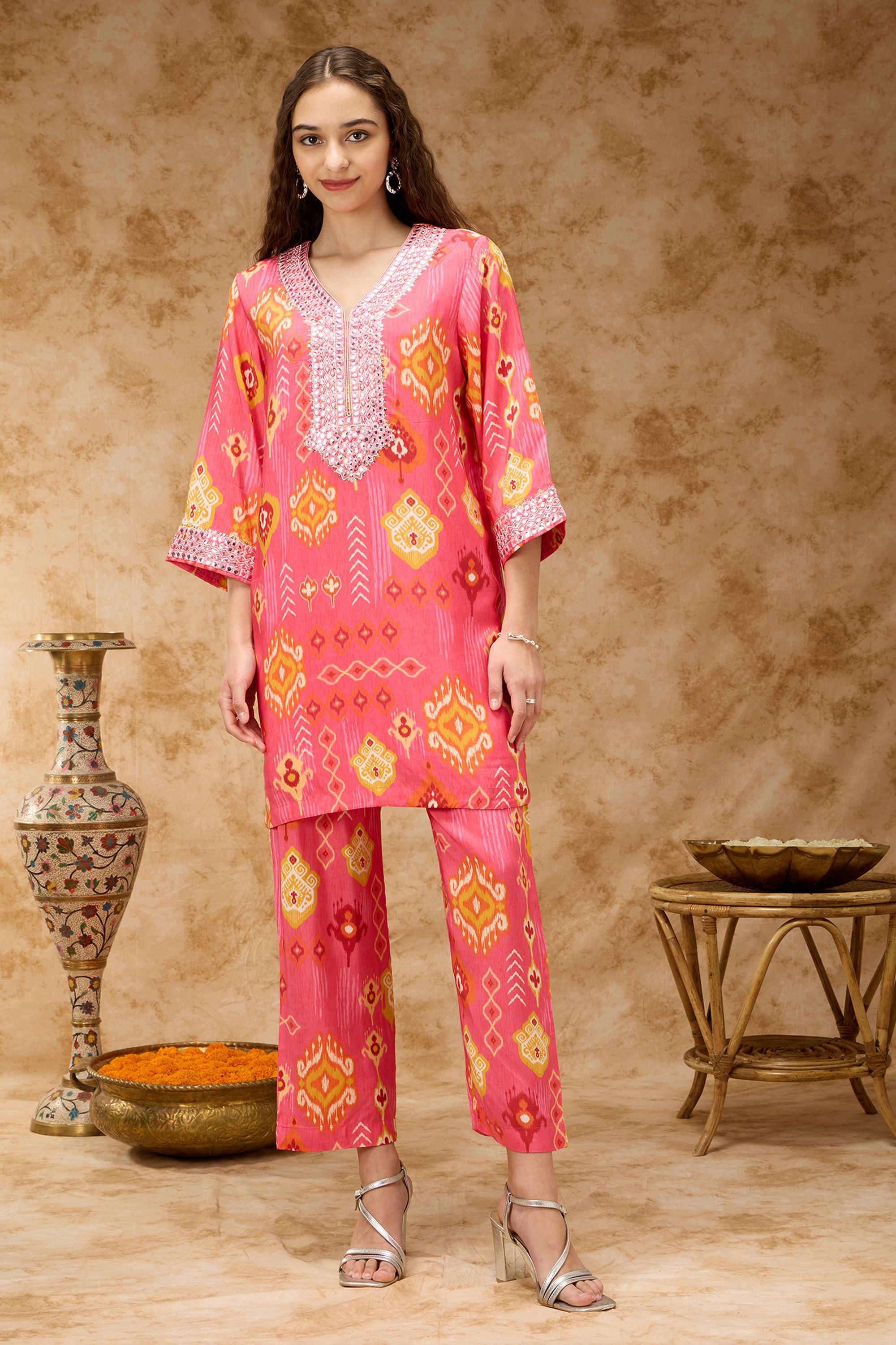 silver lime Printed Viscose Woven Women's Co-Ord Set-picture-35