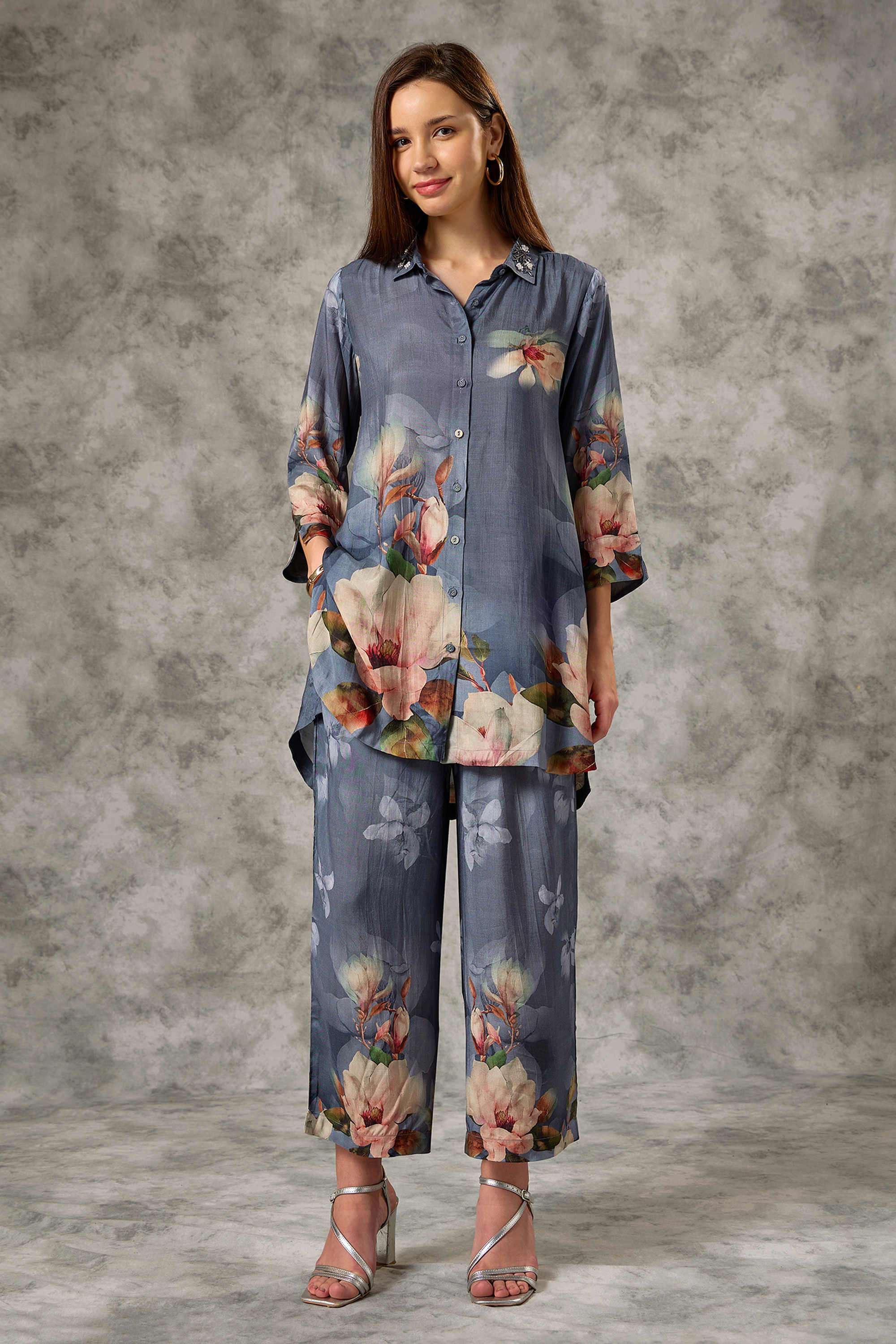 silver lime Printed Modal Woven Women's Co-Ord Set-picture-10