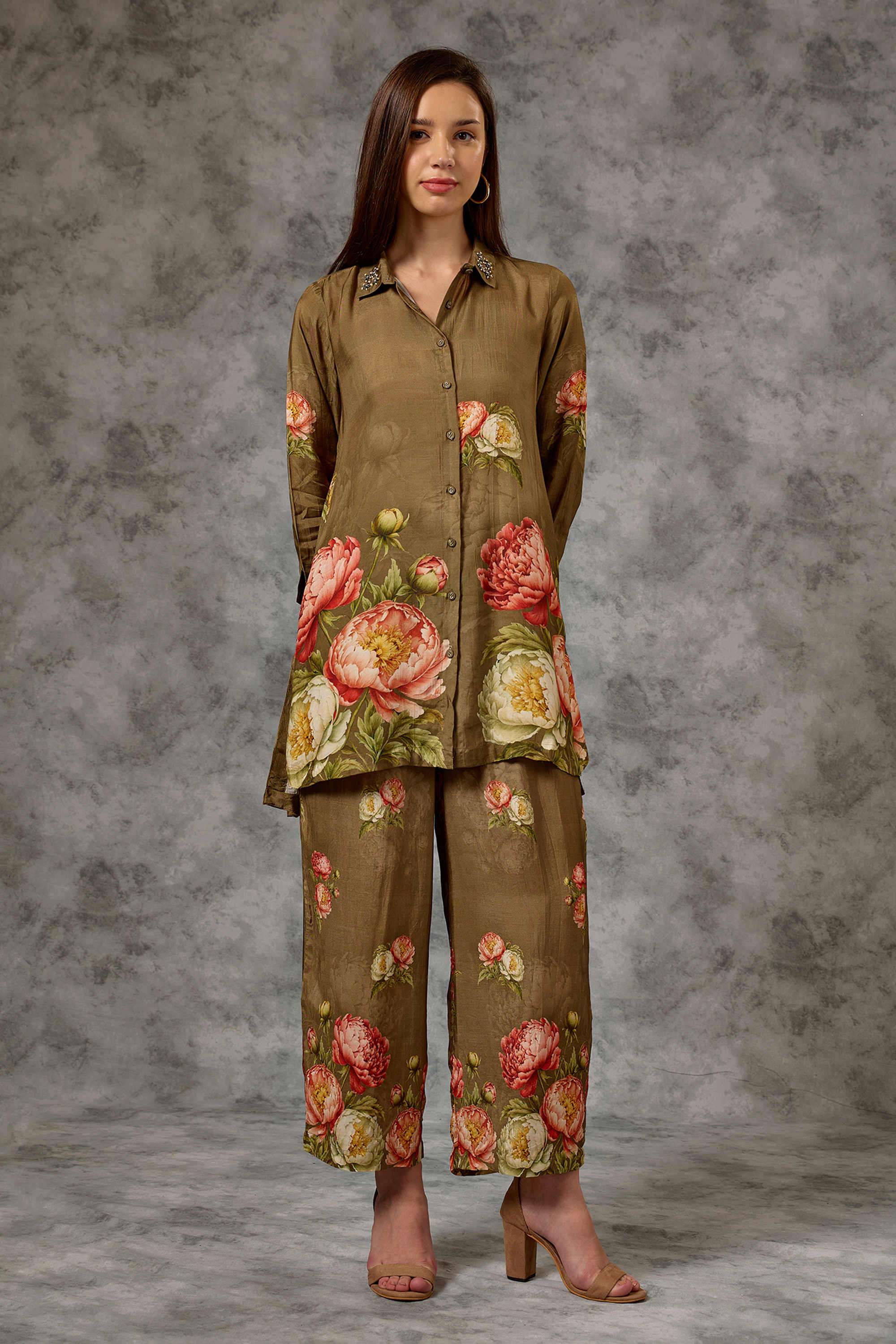 silver lime Printed Modal Woven Women's Co-Ord Set-picture-37