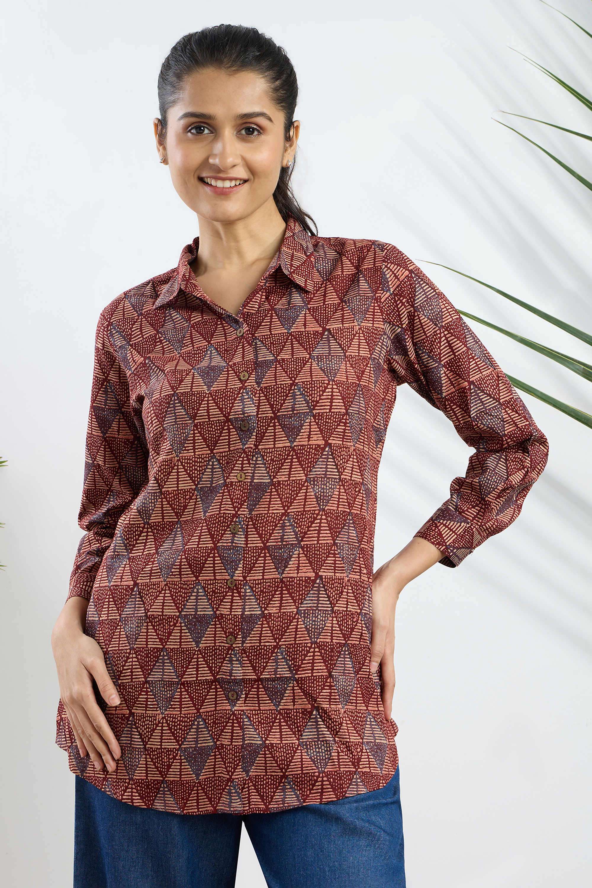 silver lime Printed Viscose Women's Fusion Wear Shirt-picture-16