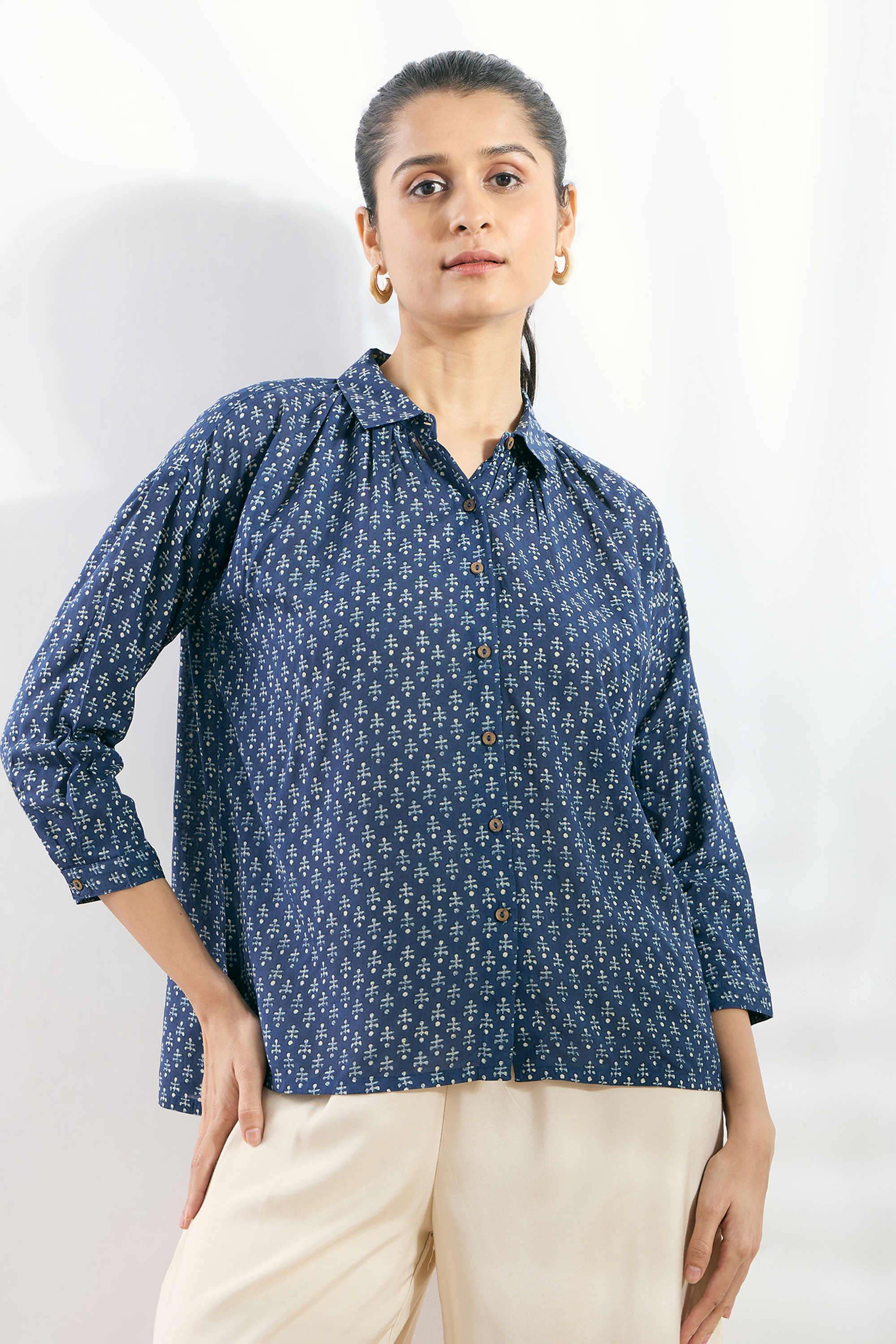 Printed Viscose Women's Fusion Wear Shirt-image-11