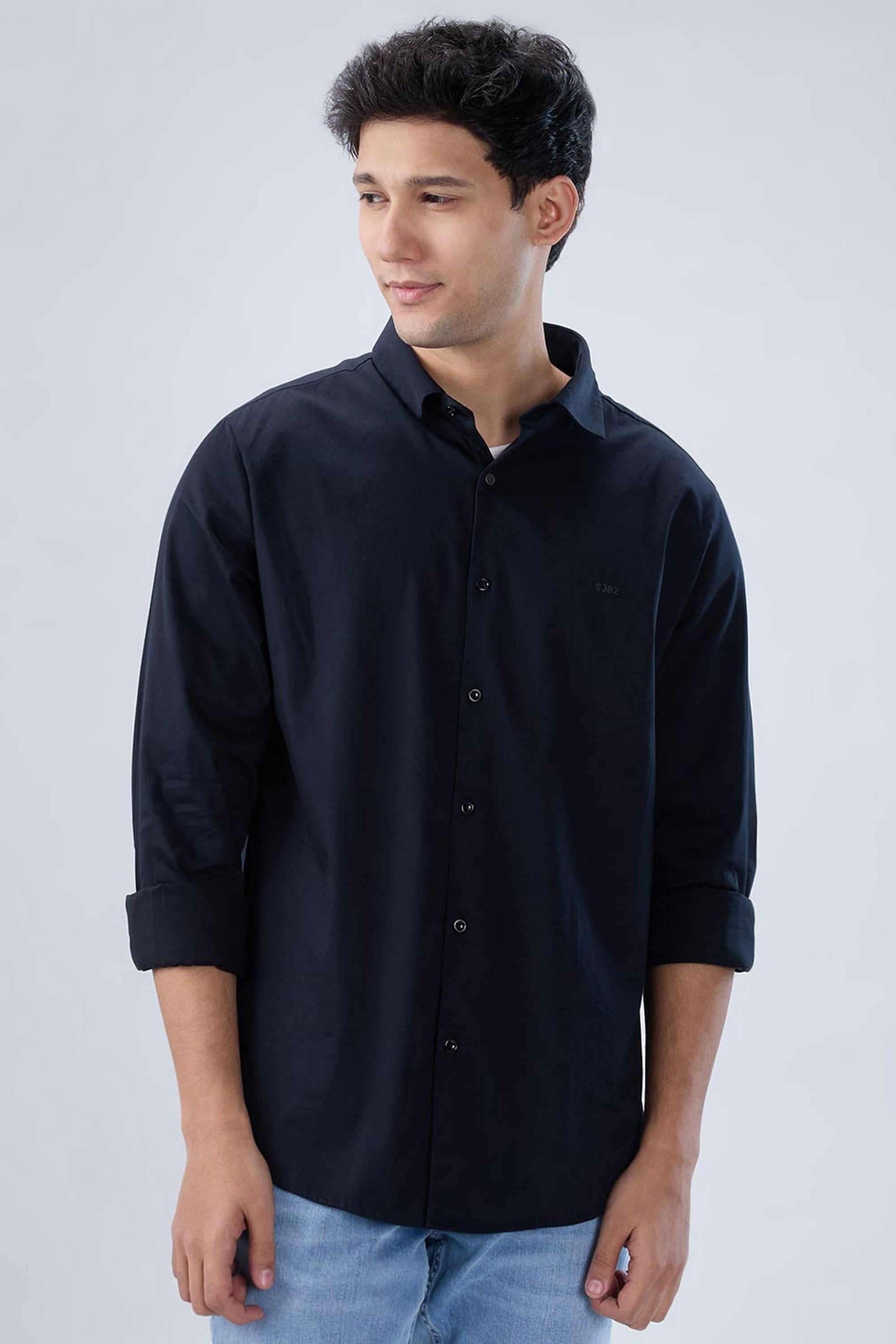 Solid-Cotton-Lycra-Regular-Fit-Men-s-Shirt