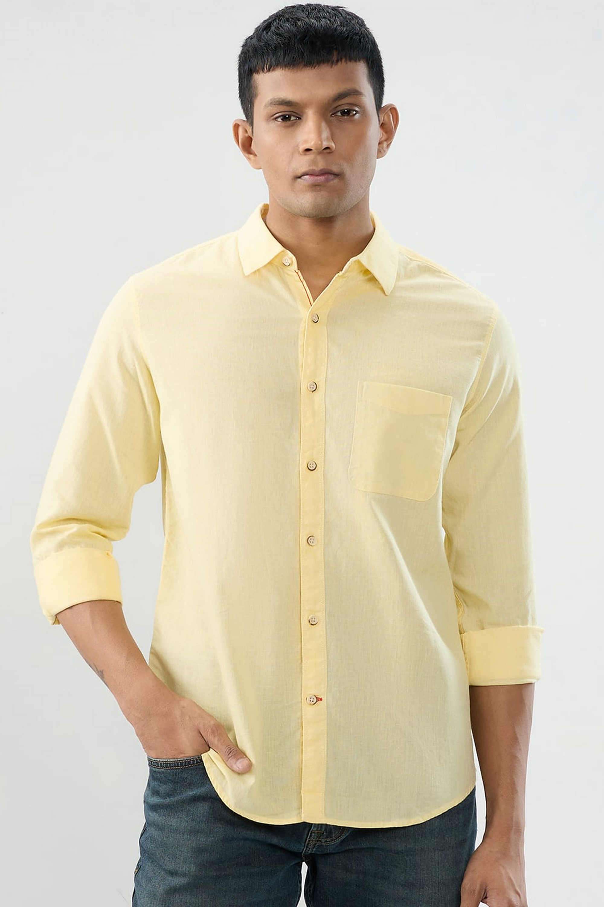 Solid-Linen-Blend-Slim-Fit-Men-s-Shirt