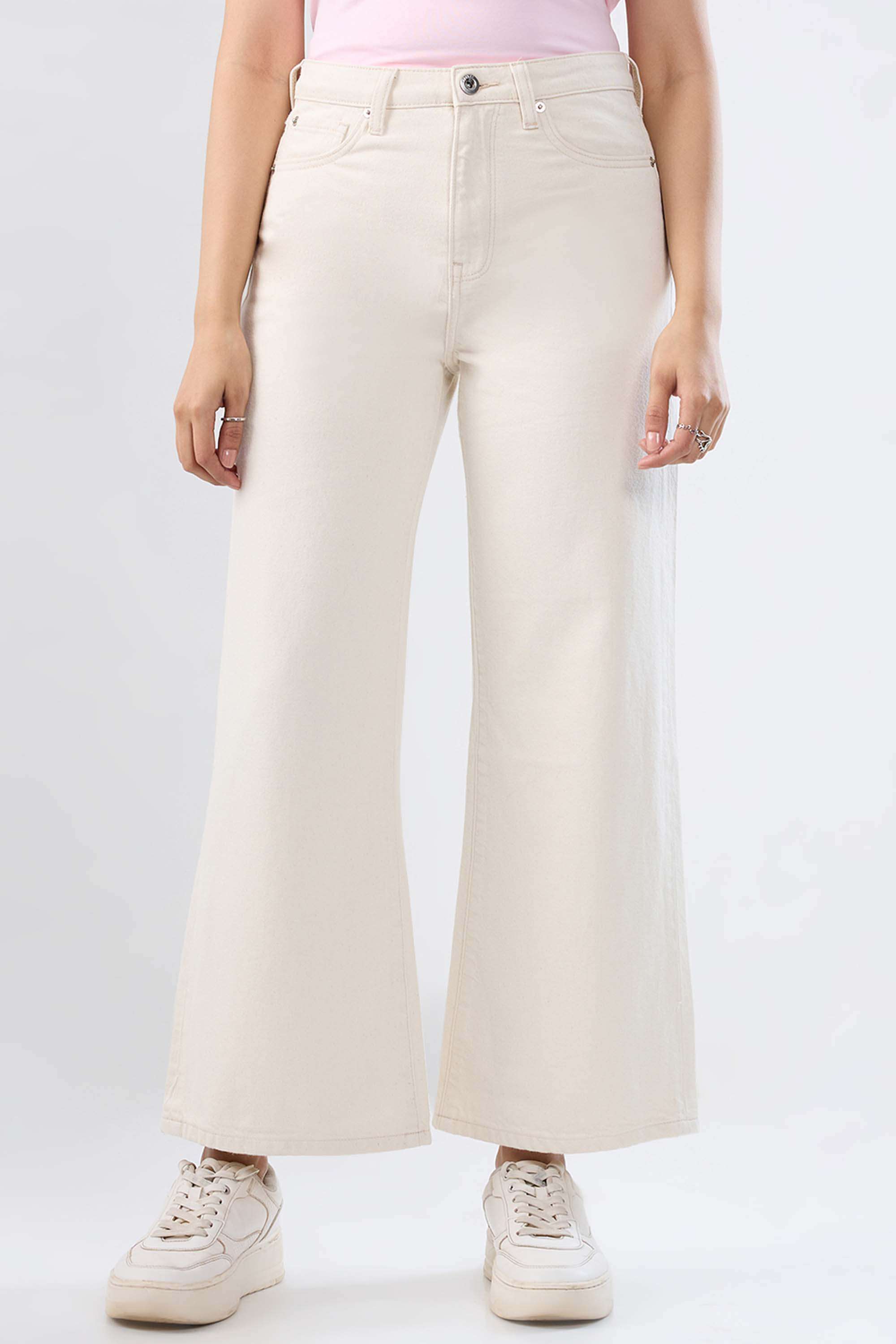 High-Rise-Blended-Fabric-Wide-Leg-Fit-Women-s-Jeans