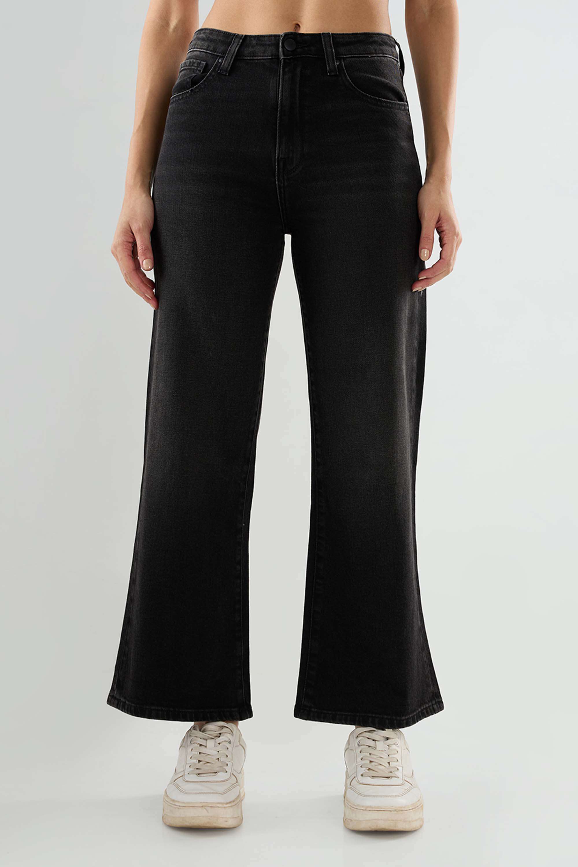 High-Rise-Blended-Fabric-Wide-Leg-Fit-Women-s-Jeans