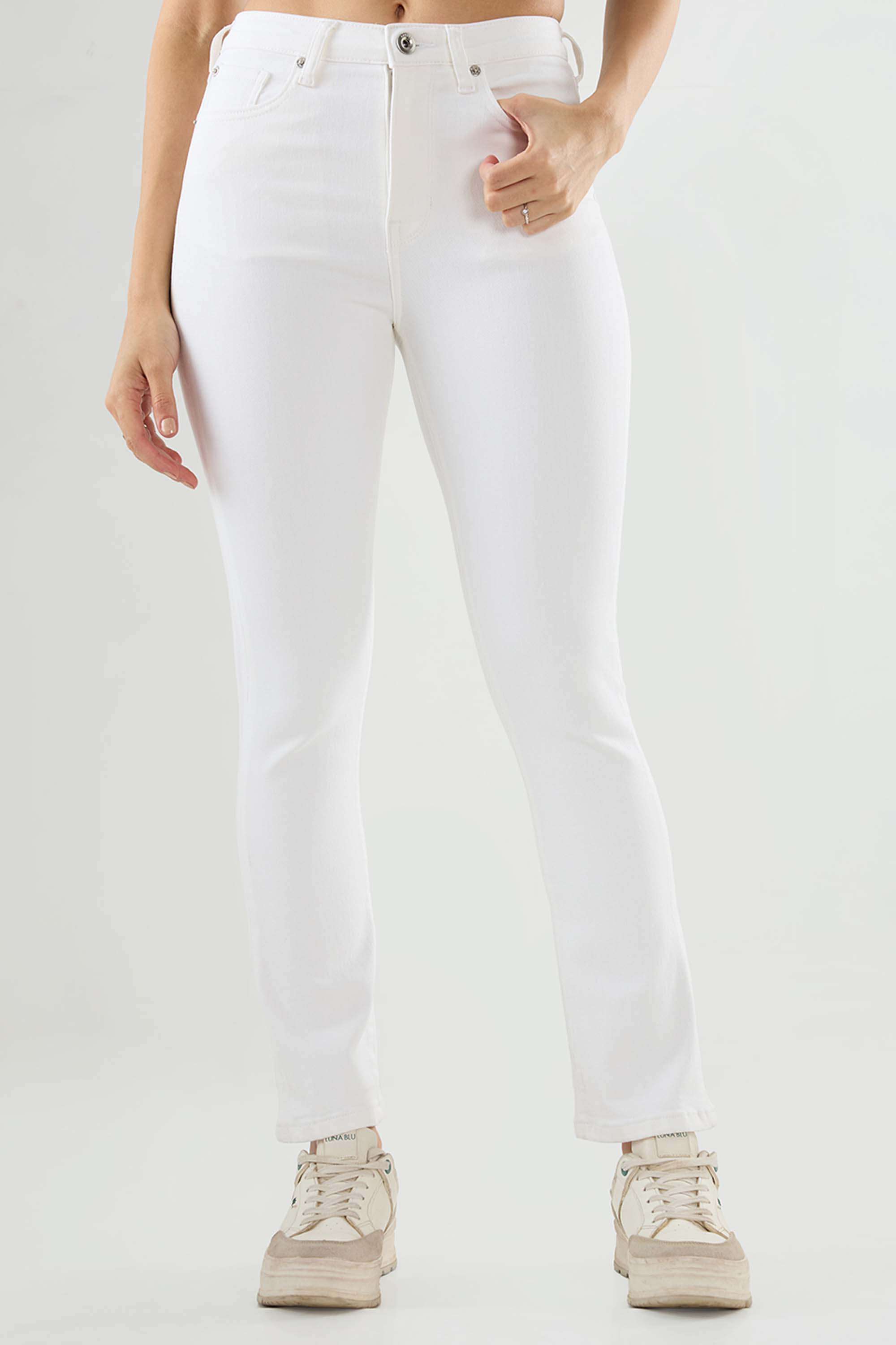 High-Rise-Blended-Fabric-Bootcut-Fit-Women-s-Jeans