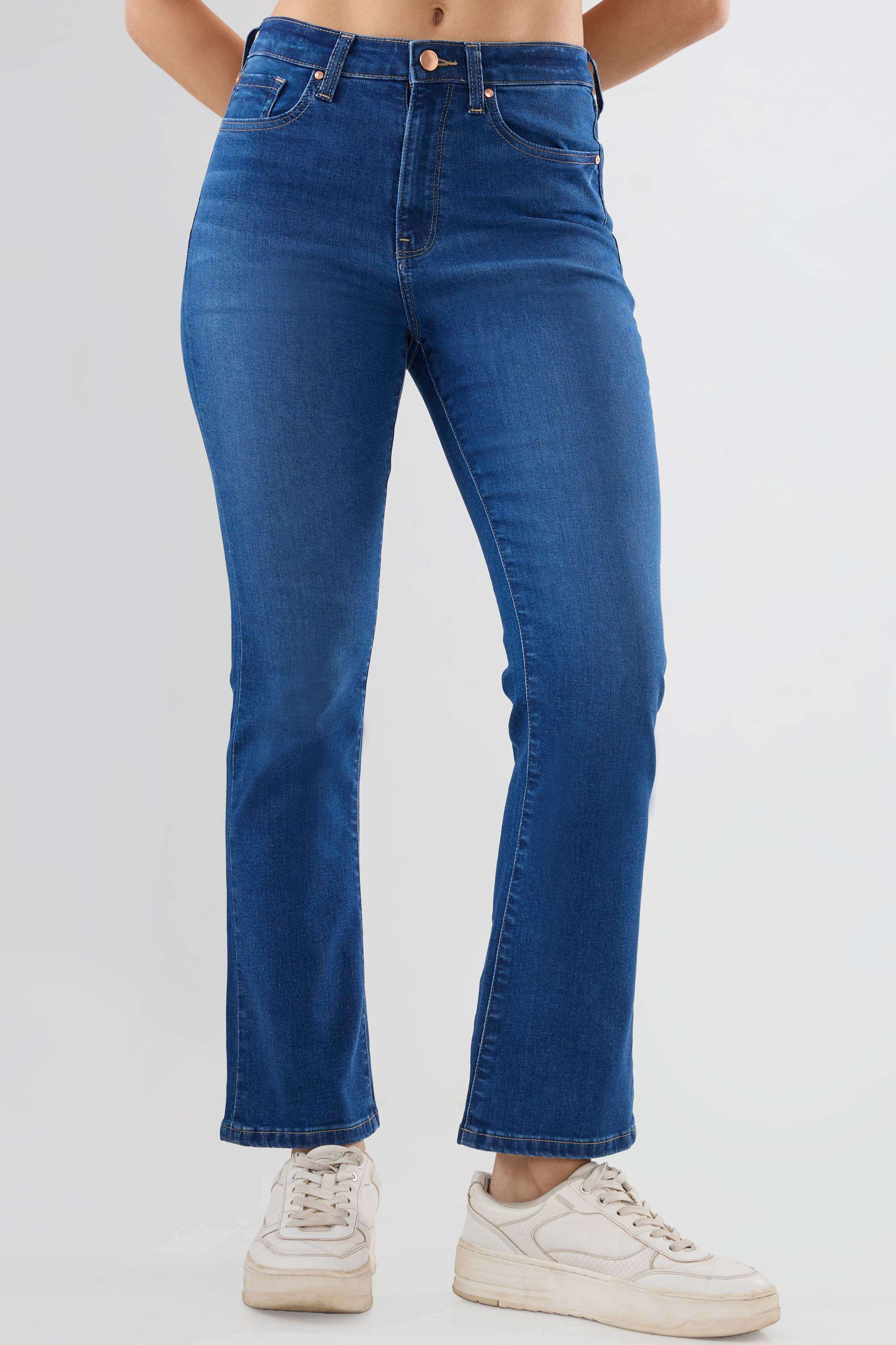 High-Rise-Blended-Fabric-Bootcut-Fit-Women-s-Jeans