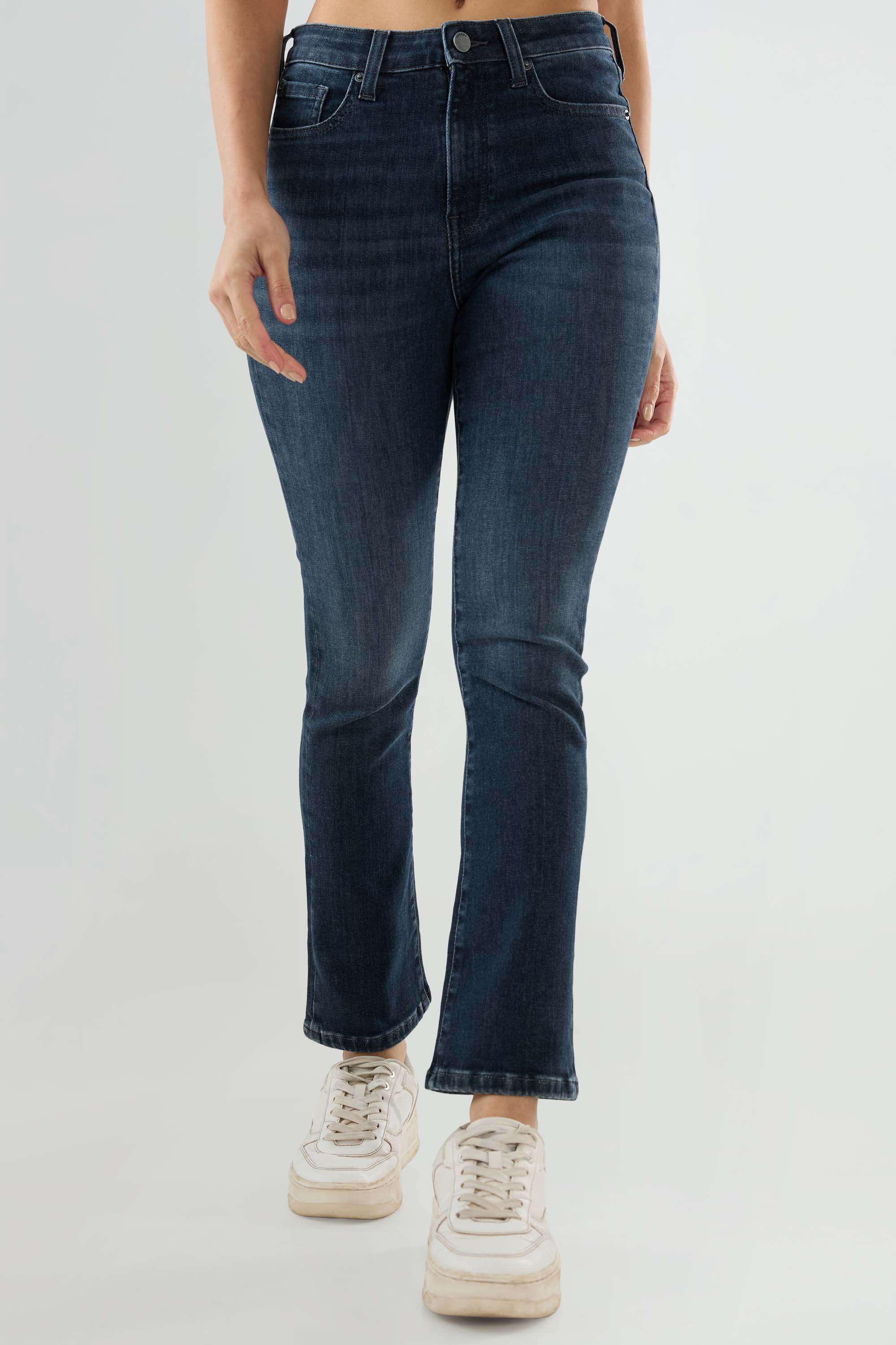 High-Rise-Blended-Fabric-Bootcut-Fit-Women-s-Jeans