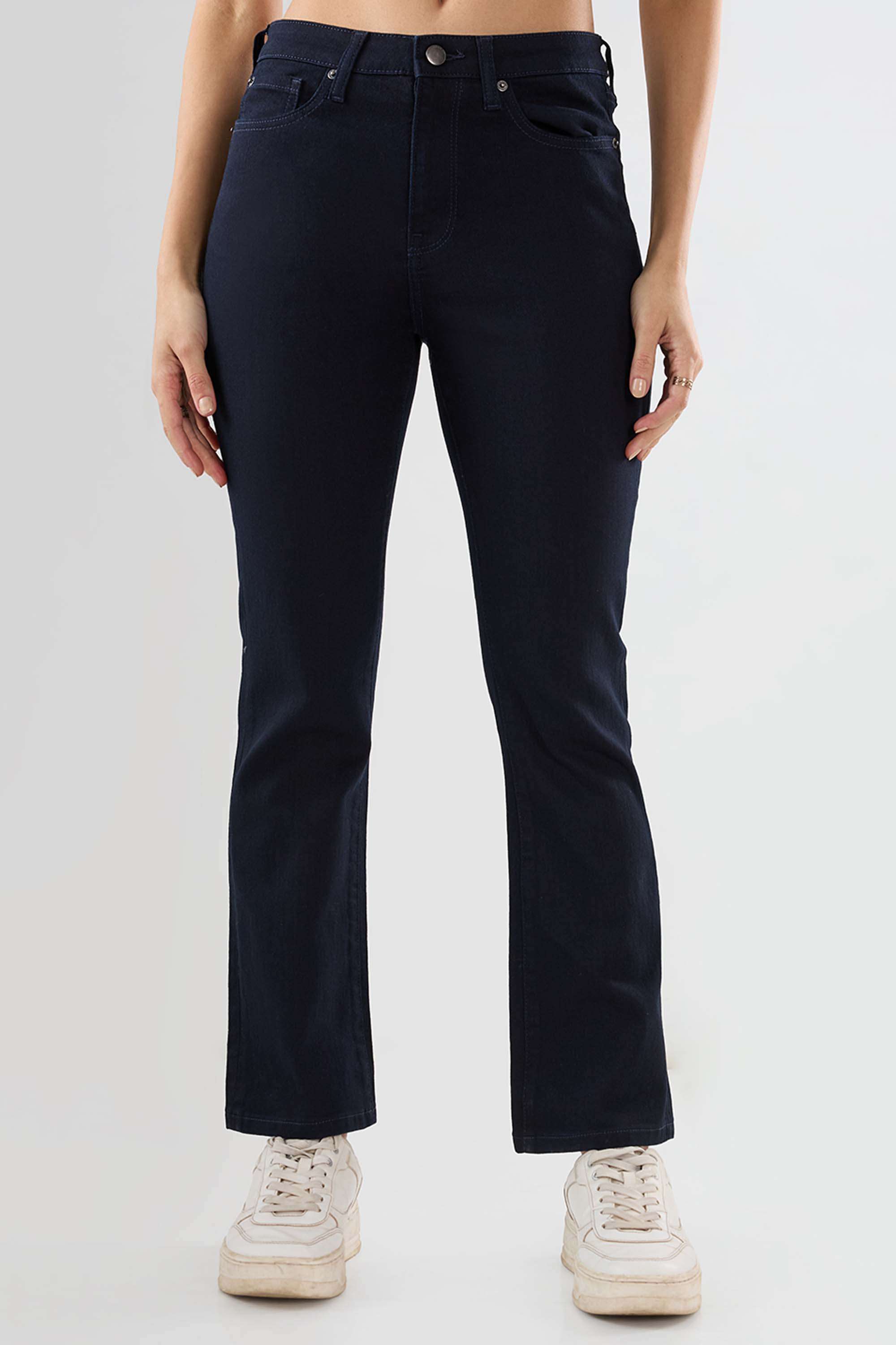 High-Rise-Blended-Fabric-Bootcut-Fit-Women-s-Jeans