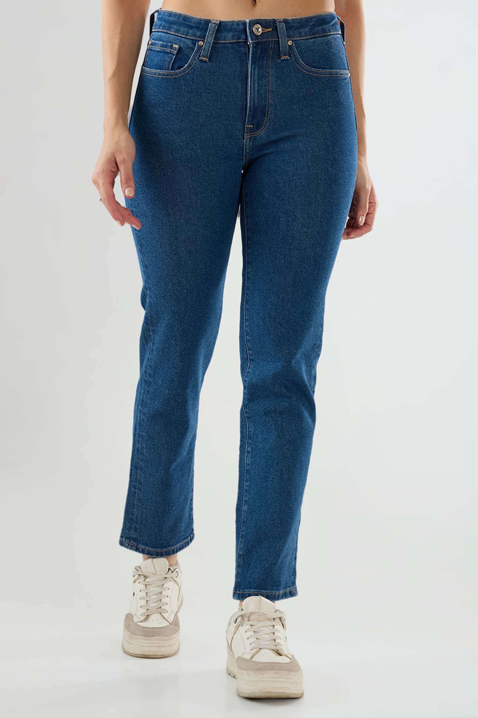 Mid-Rise-Blended-Fabric-Slim-Fit-Women-s-Jeans