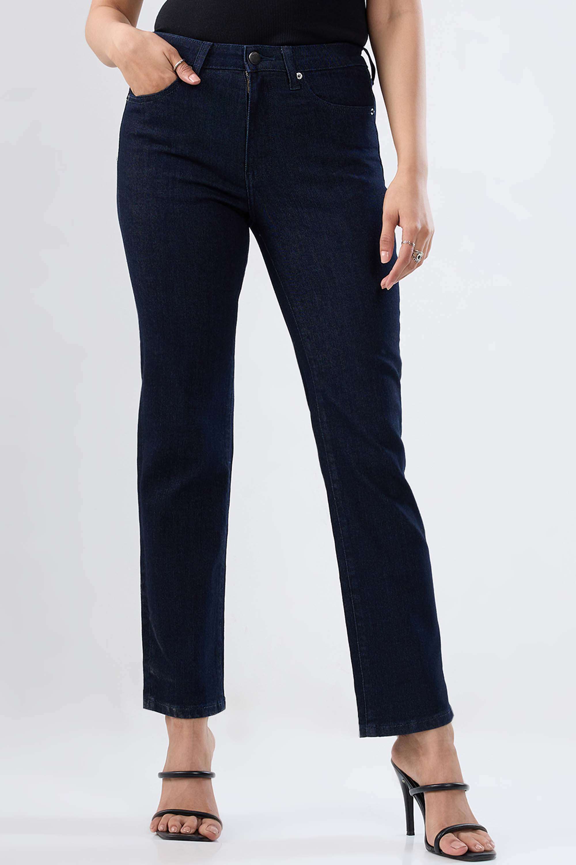 Mid-Rise-Blended-Fabric-Slim-Fit-Women-s-Jeans