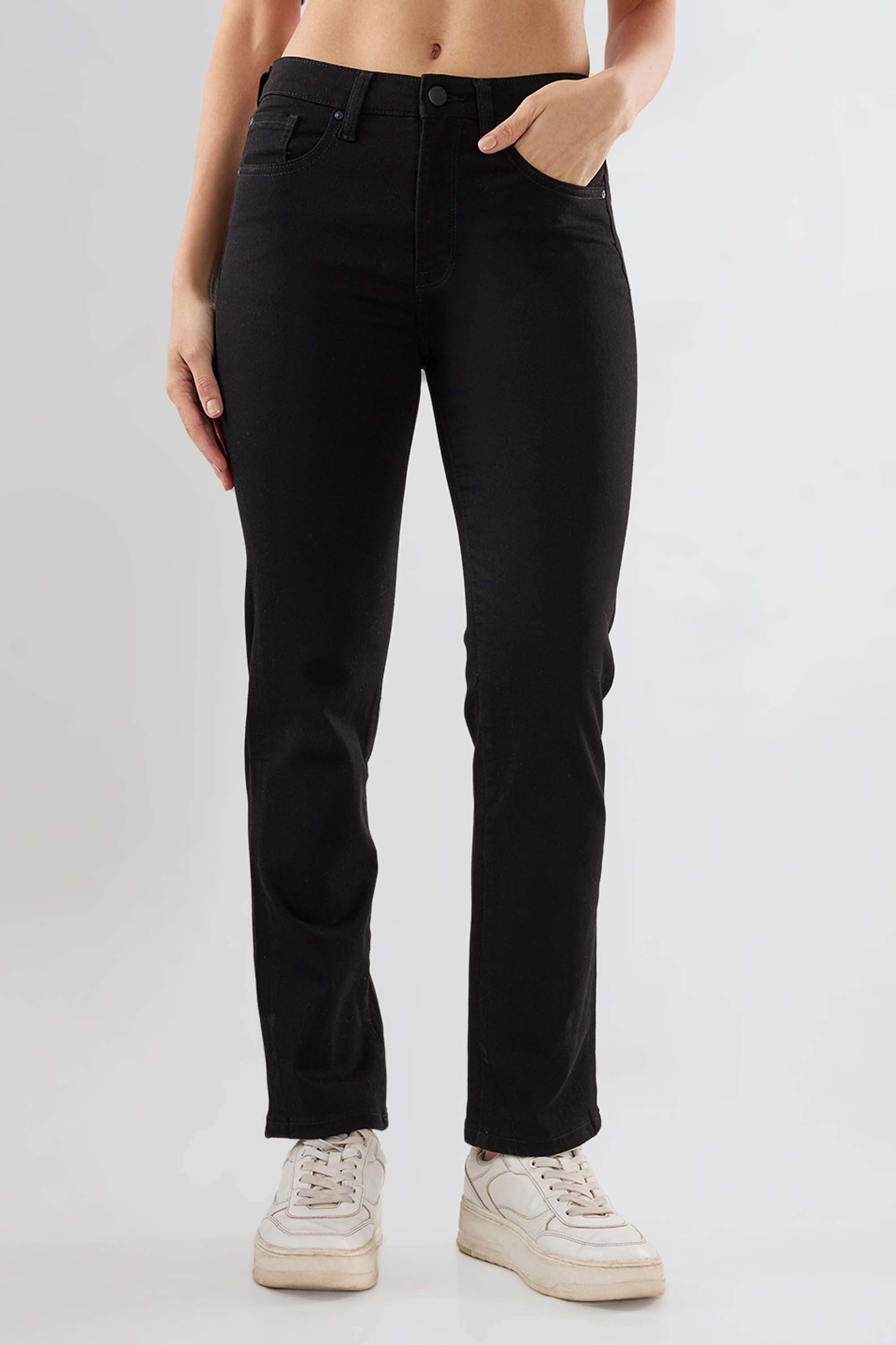 Mid-Rise-Blended-Fabric-Slim-Fit-Women-s-Jeans