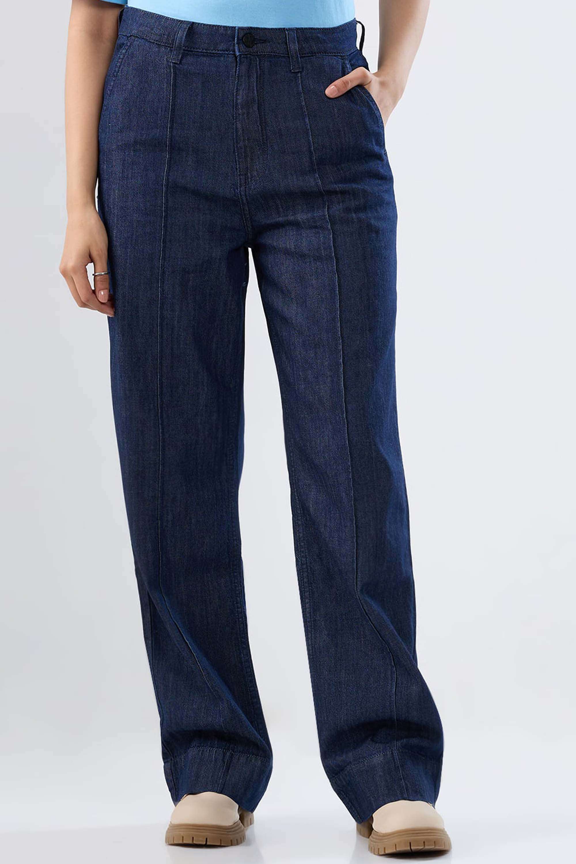 High-Rise-Blended-Fabric-Regular-Fit-Women-s-Jeans