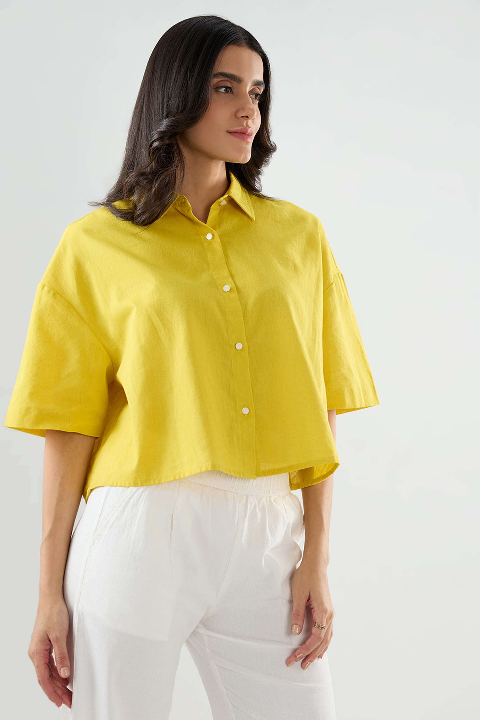 Solid-Blended-Fabric-Women-s-Shirt