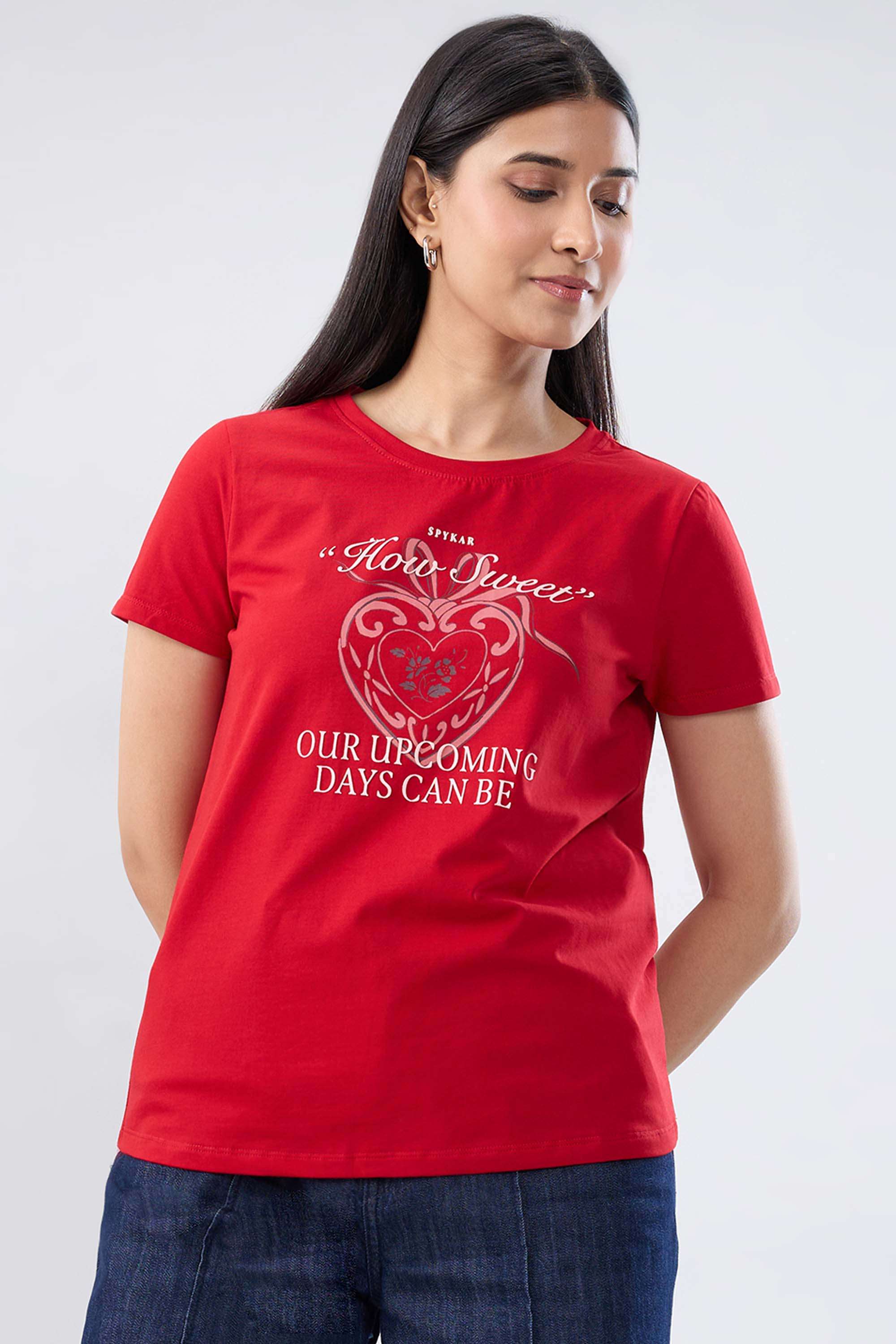 Solid-Blended-Fabric-Women-s-T-Shirt