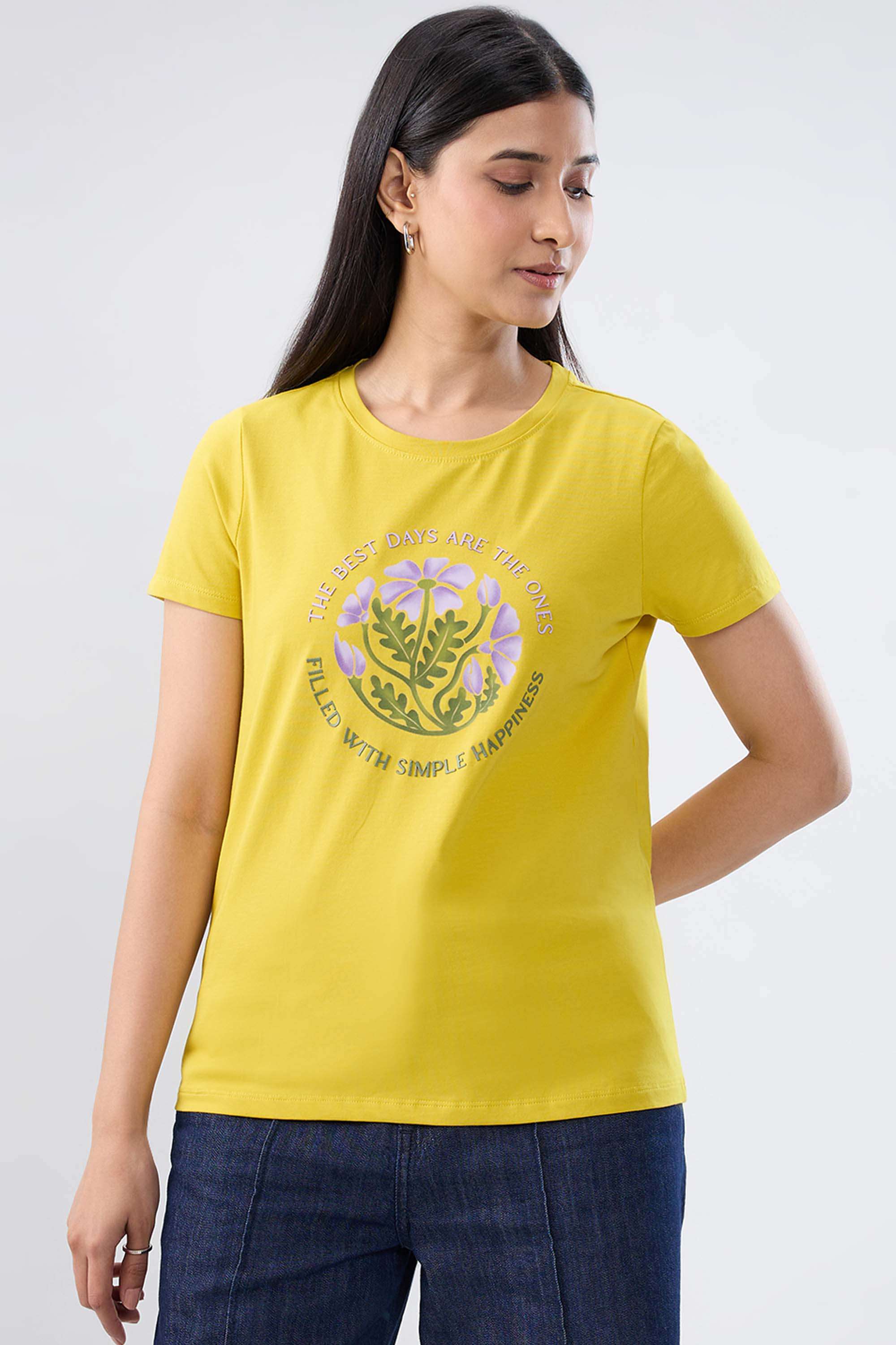 Solid-Blended-Fabric-Women-s-T-Shirt
