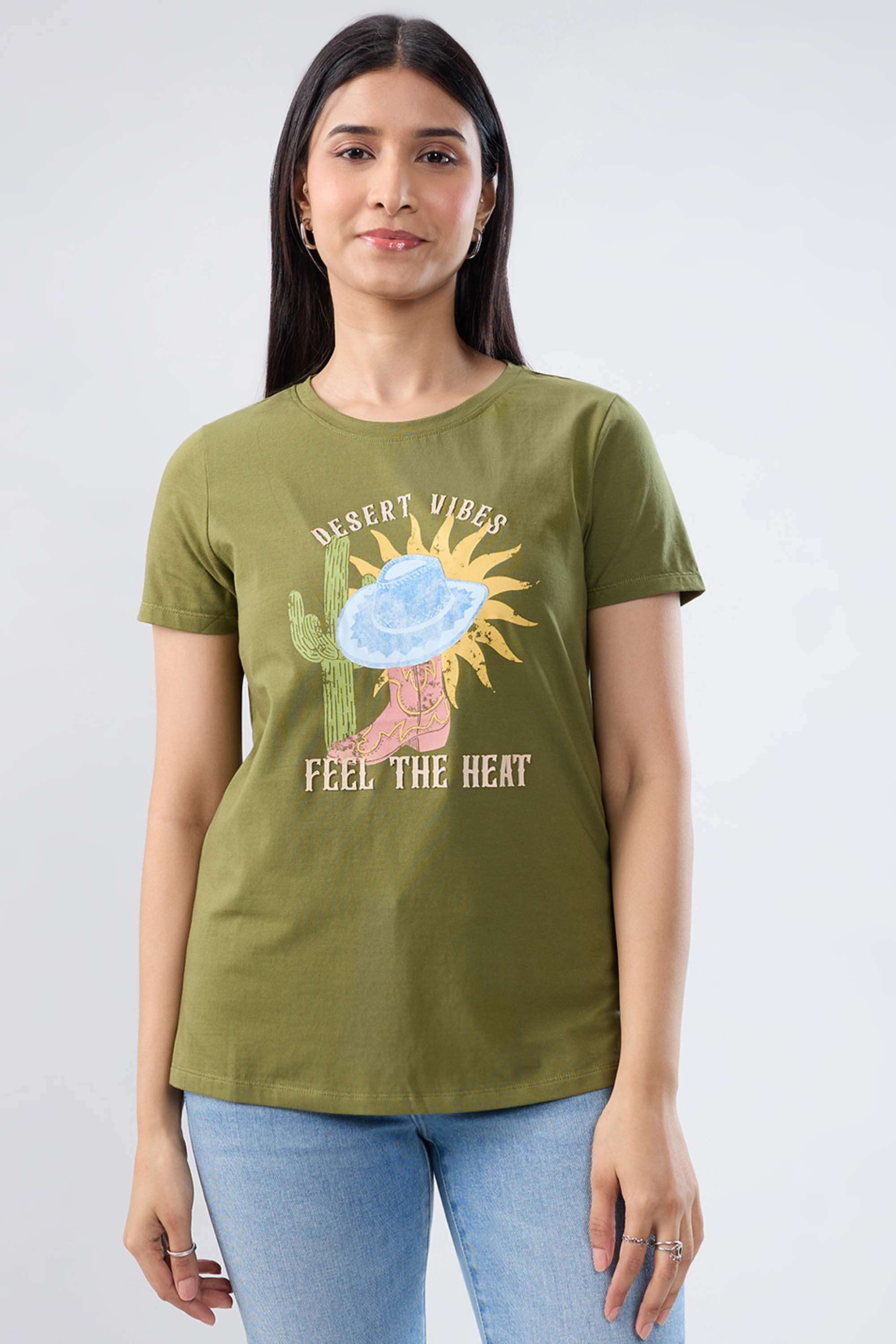 Solid-Blended-Fabric-Women-s-T-Shirt