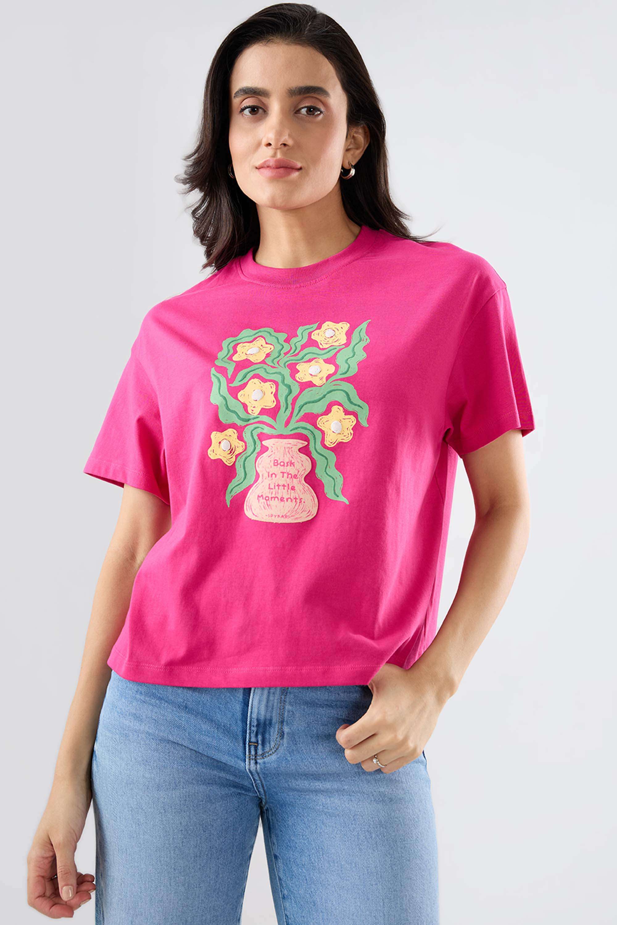 Solid-Blended-Fabric-Women-s-T-Shirt