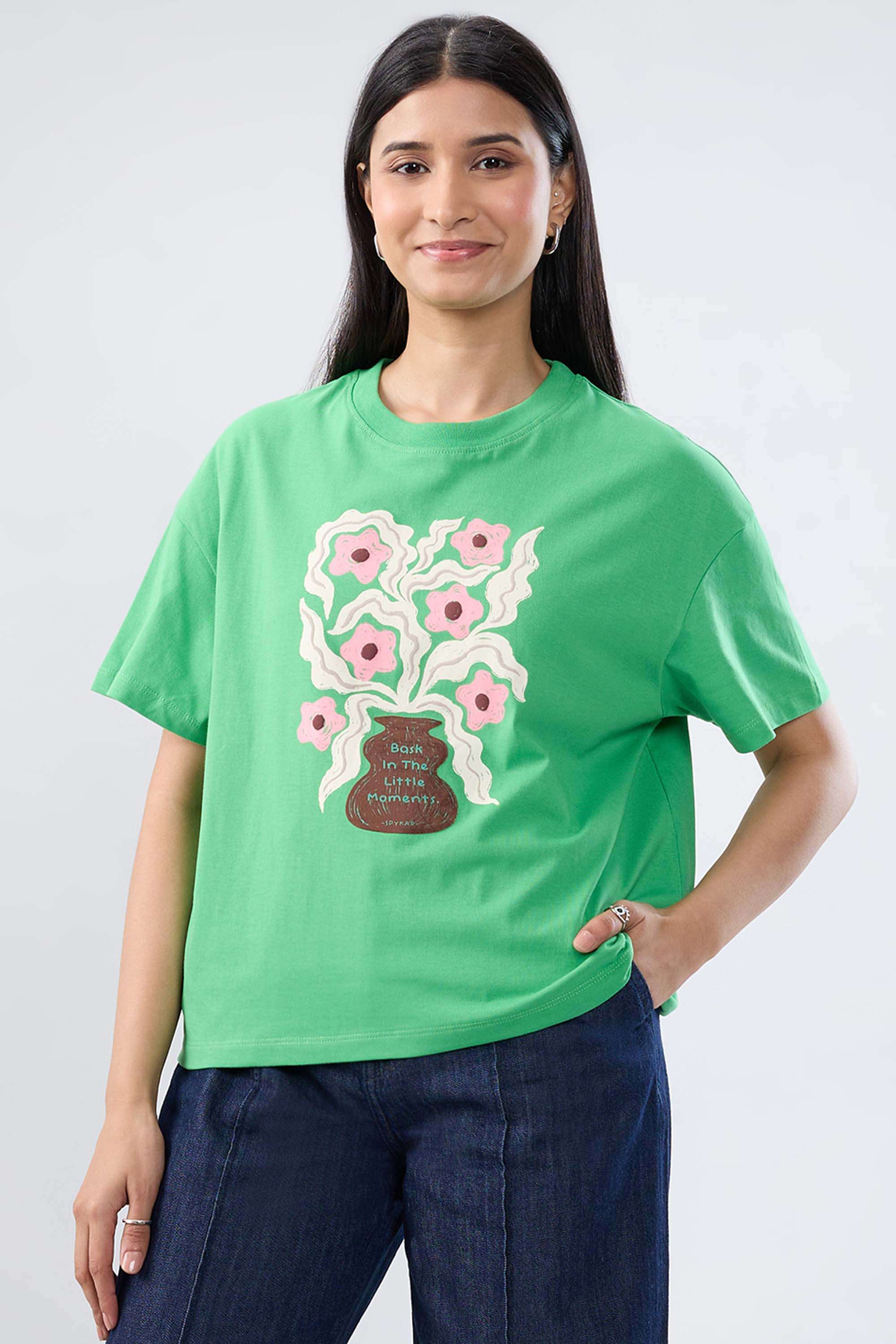 Solid-Blended-Fabric-Women-s-T-Shirt